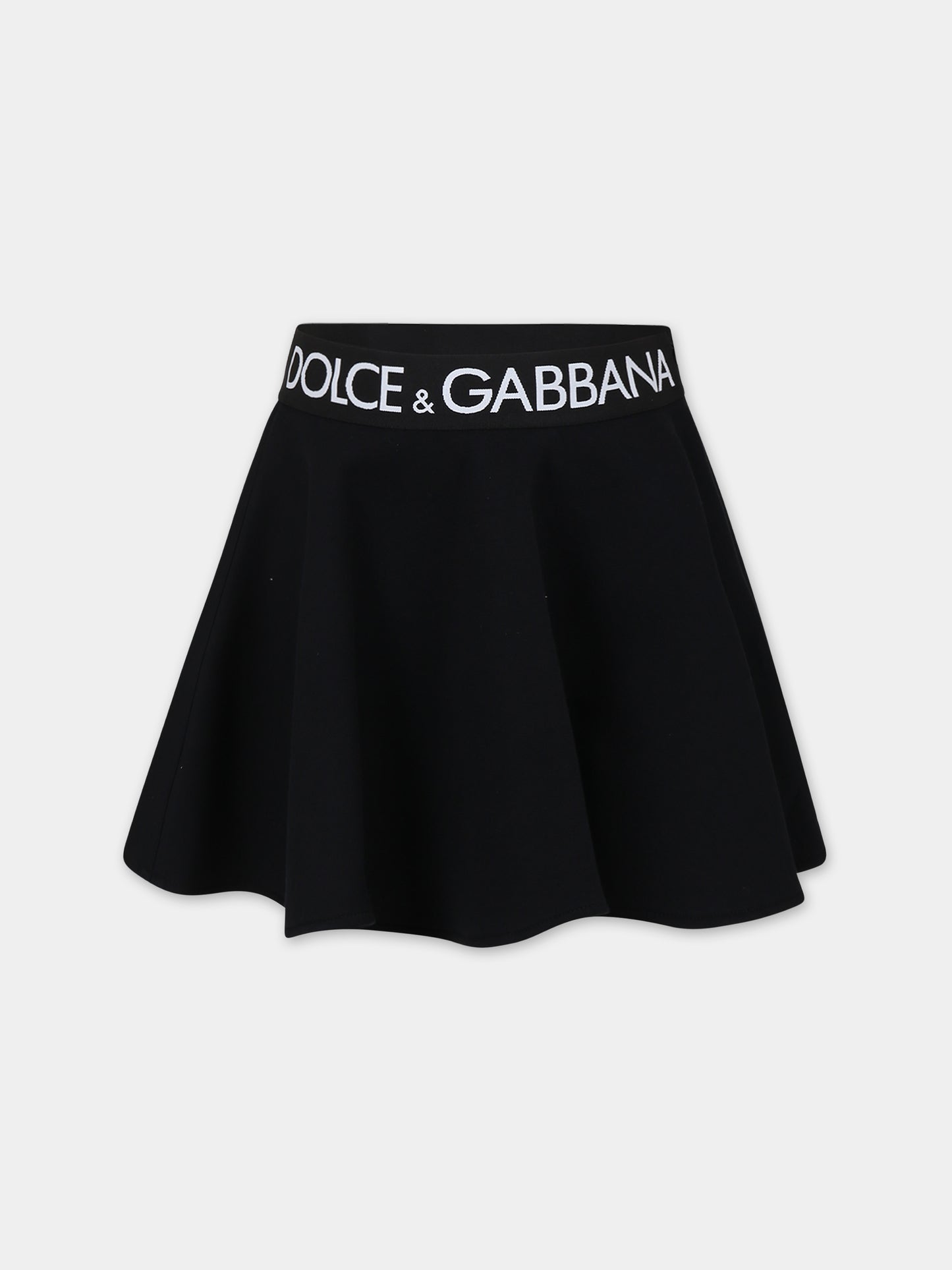 Gonna nera per bambina con logo,Dolce & Gabbana Kids,L54I67 G7KN7 N0000
