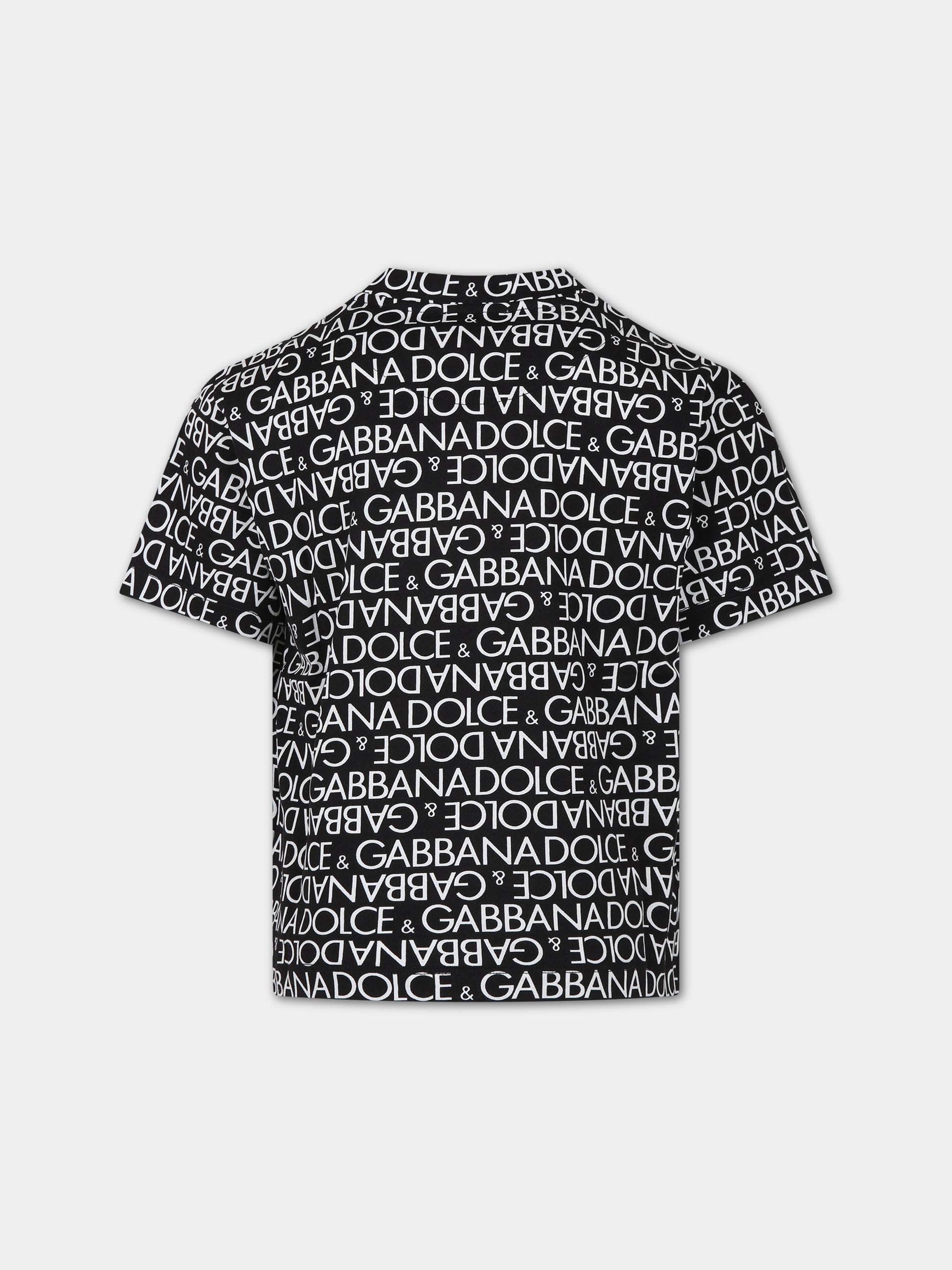 T-shirt nera per bambini con logo,Dolce & Gabbana Kids,L4JTEV HS7MD HNXCW