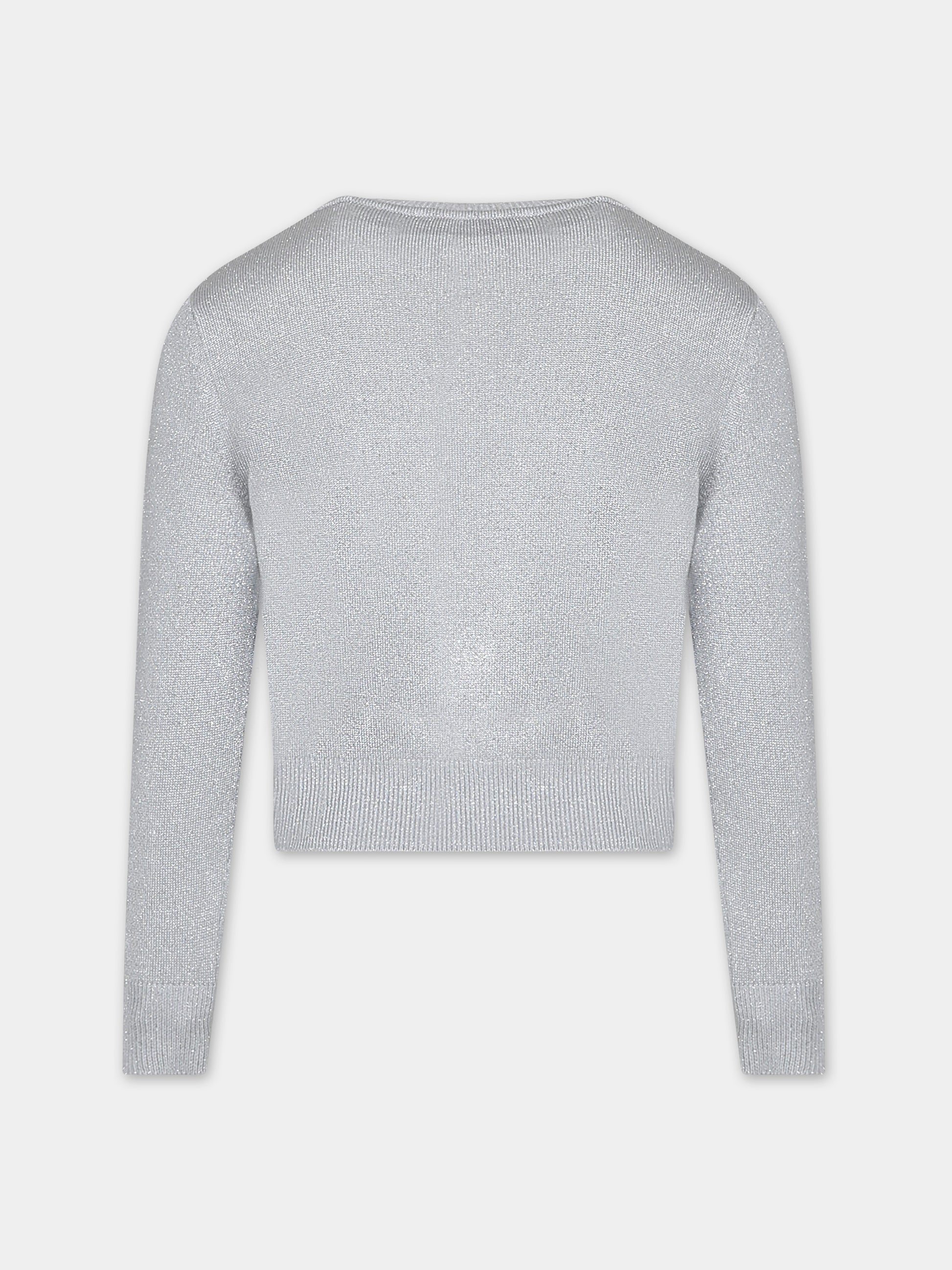 Maglione argento per bambina con logo,Versace,1011435 1A08413 1E560