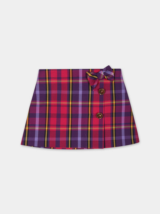 Gonna multicolor per neonata con motivo tartan,Versace,1009109 1A07182 6P890