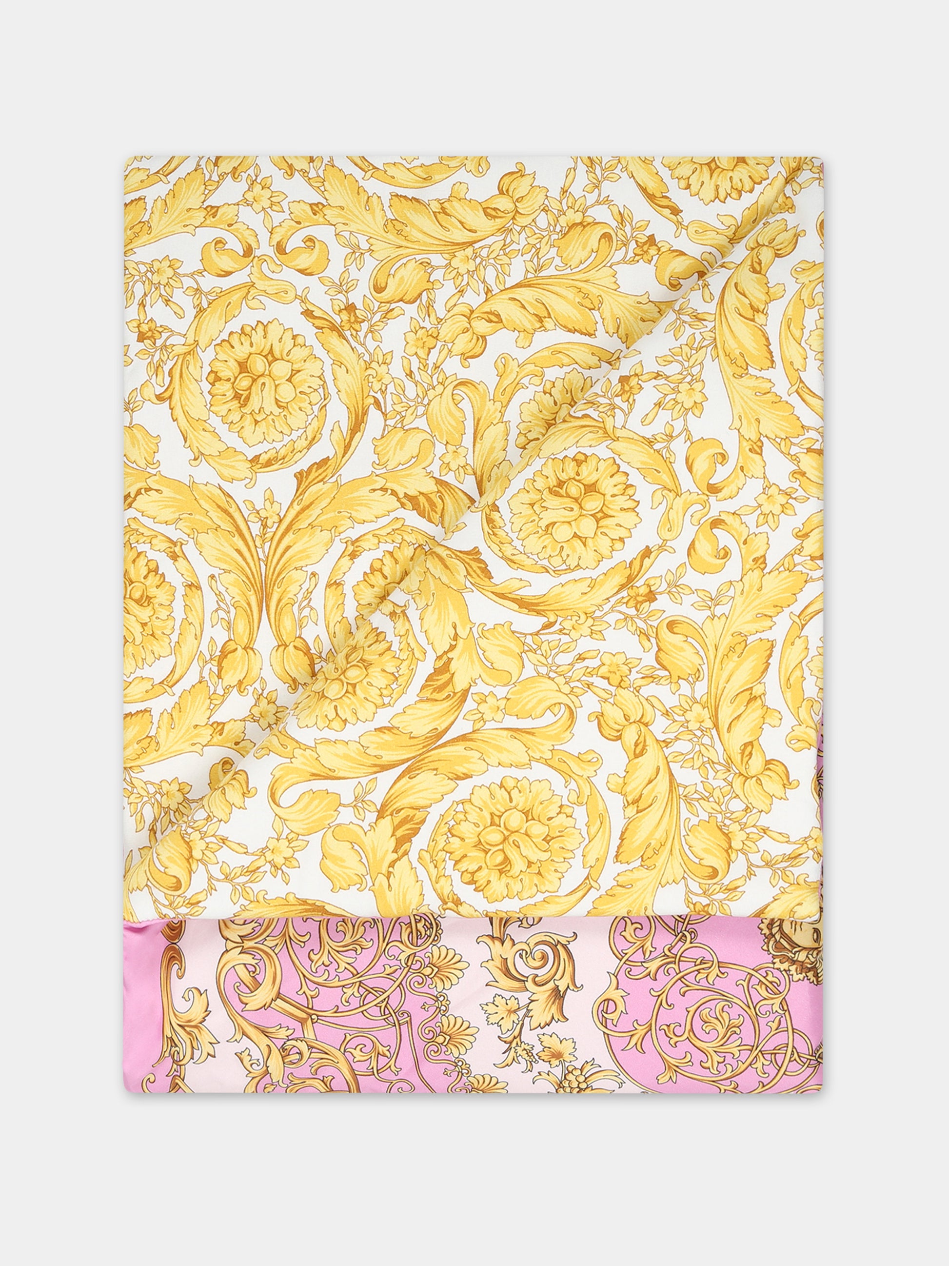 Coperta rosa per neonata con stampa barocco,Versace,1007194 1A08122 2PL60