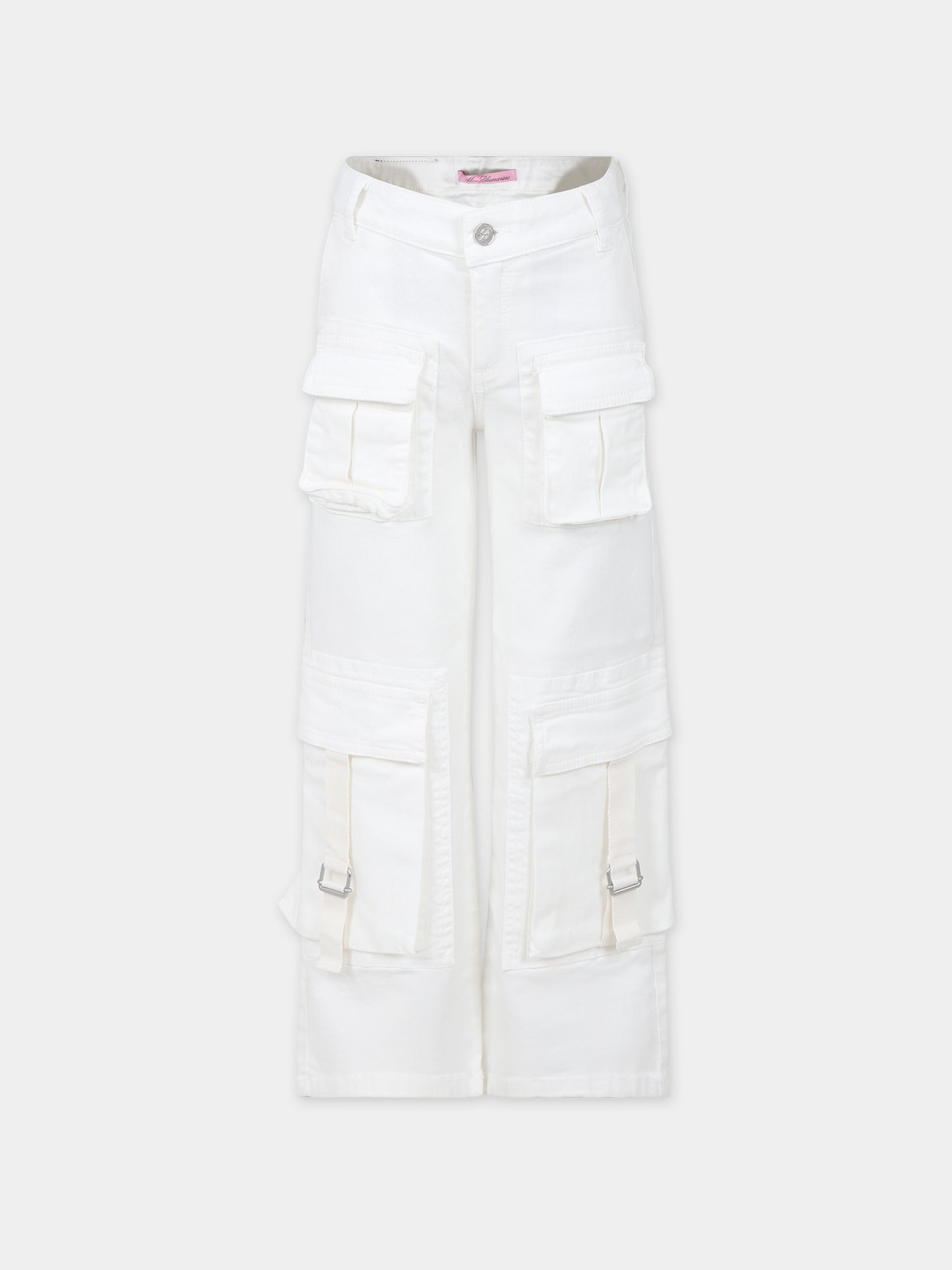 Pantaloni avorio per bambina con logo,Blumarine Baby,IF3041 10602