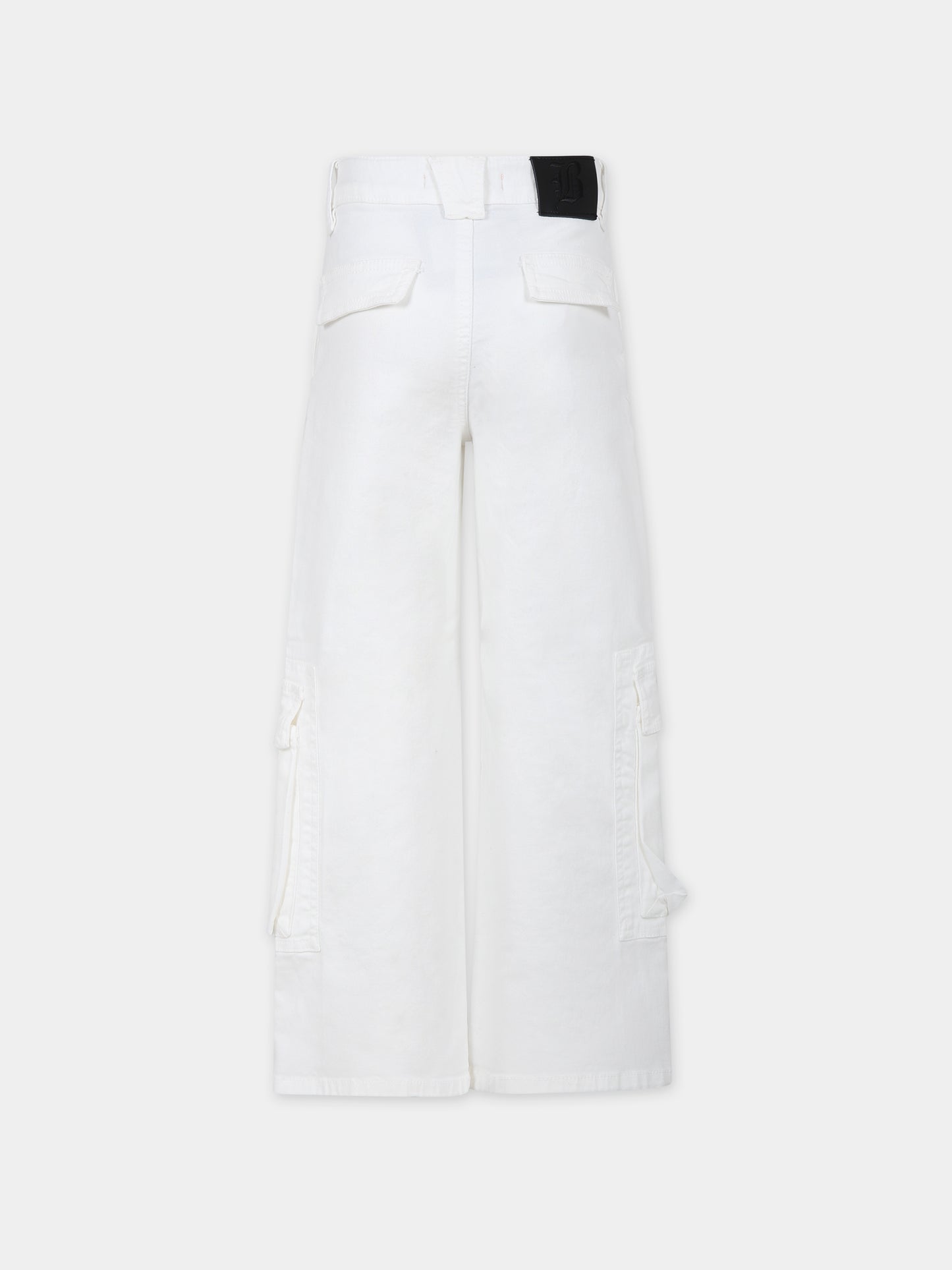 Pantaloni avorio per bambina con logo,Blumarine Baby,IF3041 10602