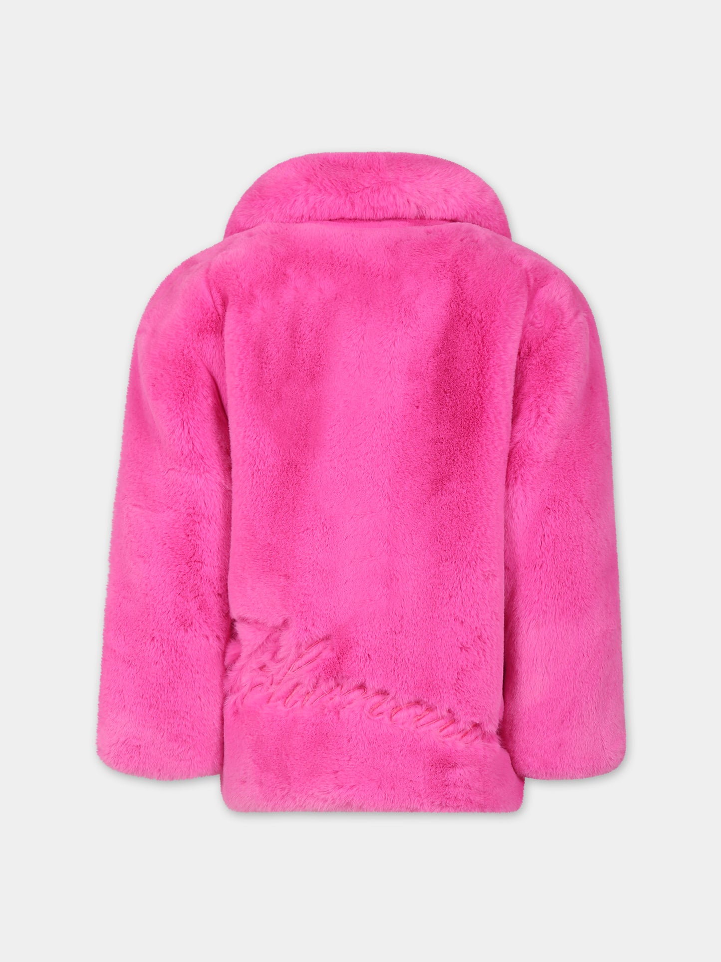 Ecopelliccia fucsia per bambina con logo,Blumarine Baby,IF3168 X0517