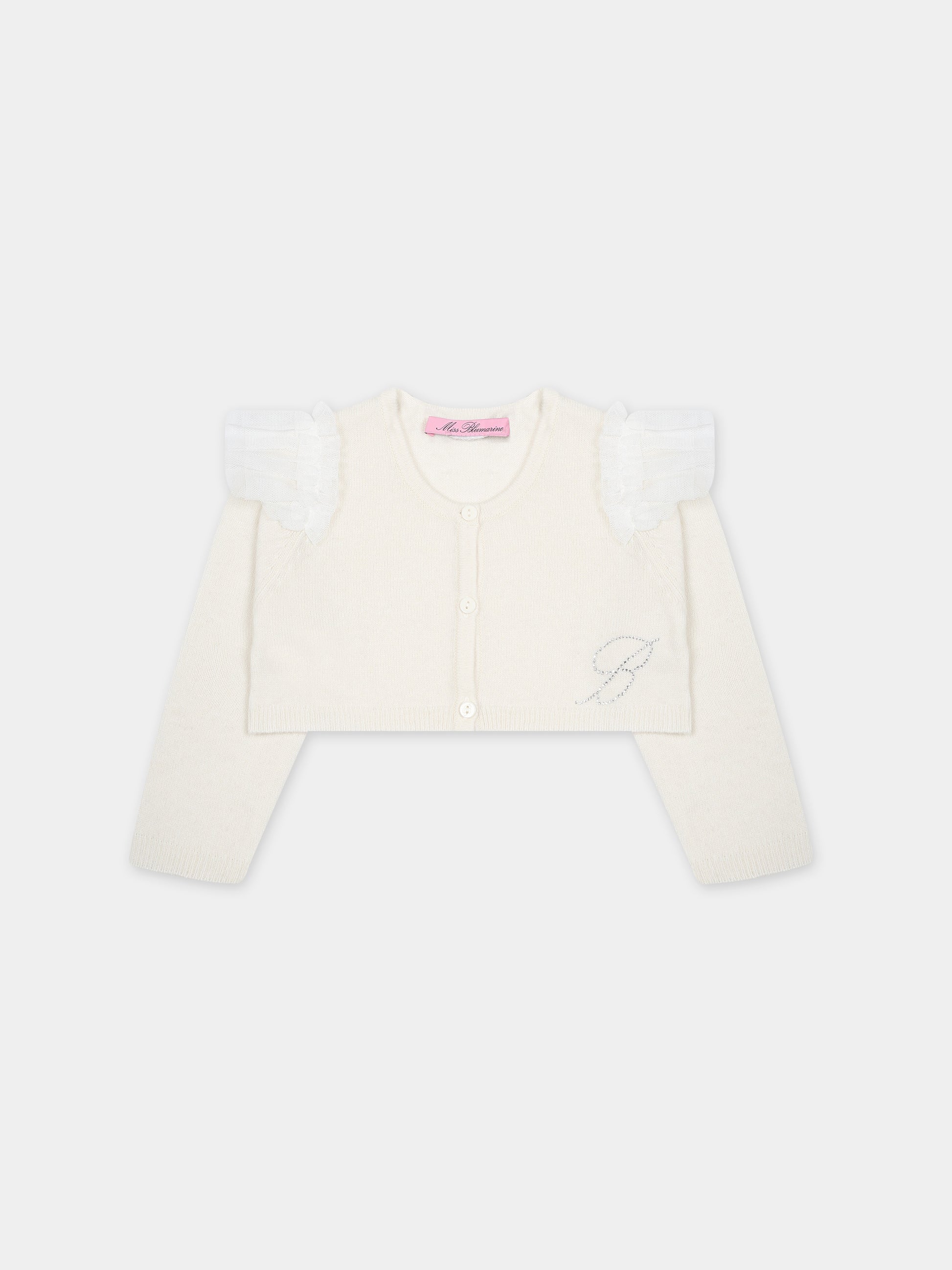Vestito bianco per neonata con logo,Blumarine Baby,IF3115 10602