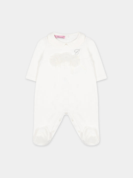 Tutina bianca per neonata con logo,Blumarine Baby,IF3114 10602
