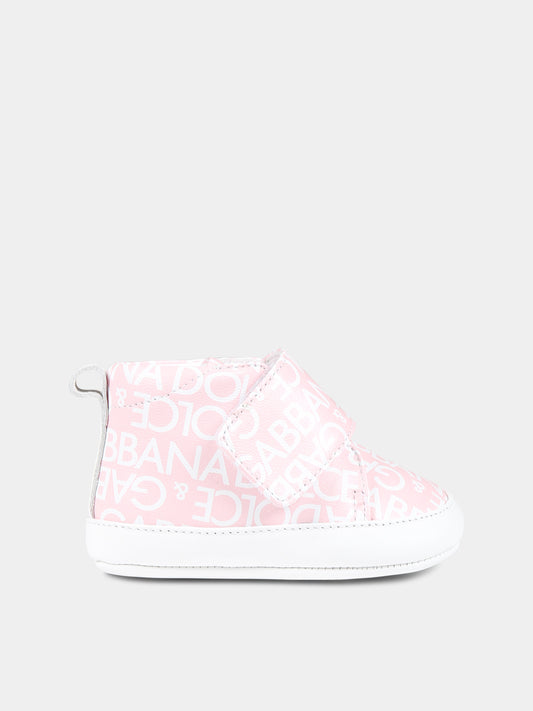 Sneakers rosa per neonata con logo,Dolce & Gabbana Kids,DK0130 AX179 HFXCA