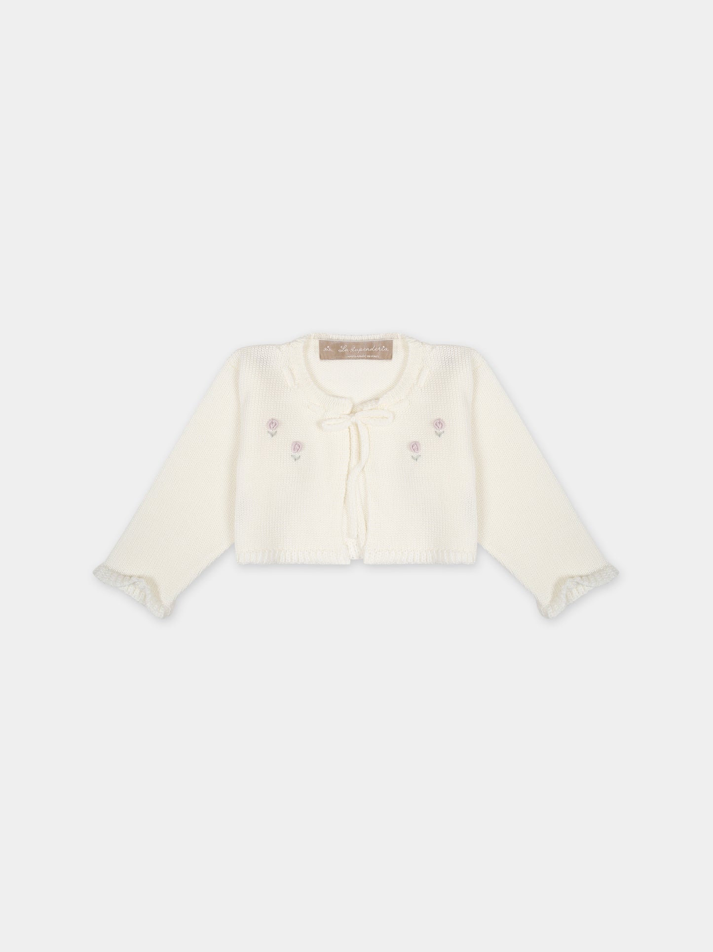Cardigan bianco per neonata con fiori,La Stupenderia,WBSC52800 BIANCO