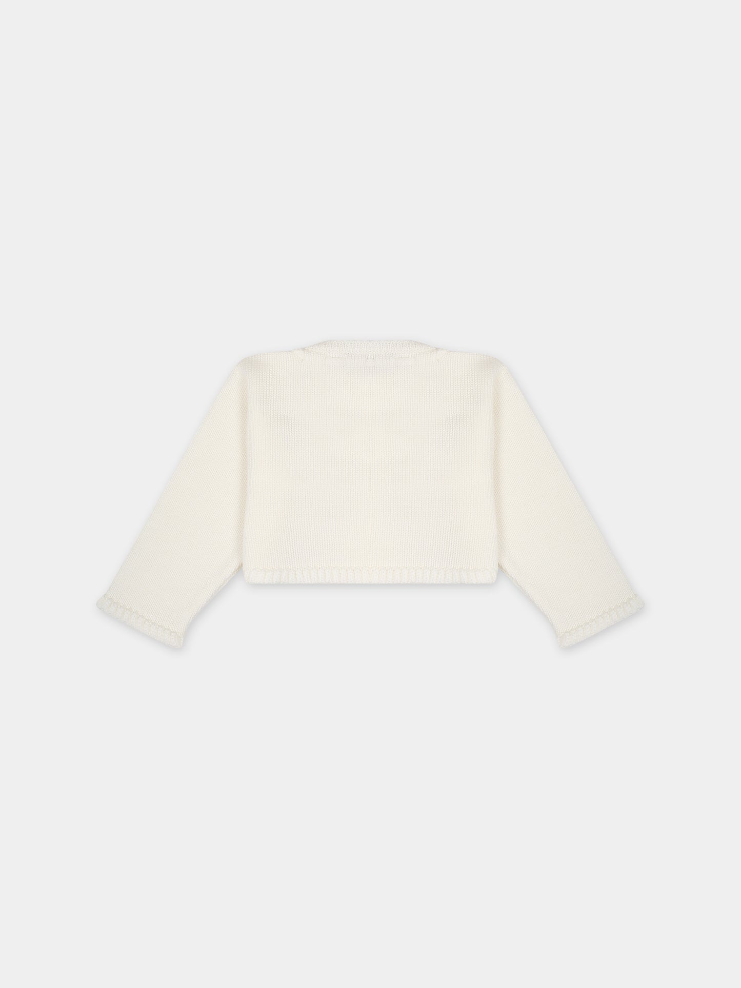 Cardigan bianco per neonata con fiori,La Stupenderia,WBSC52800 BIANCO