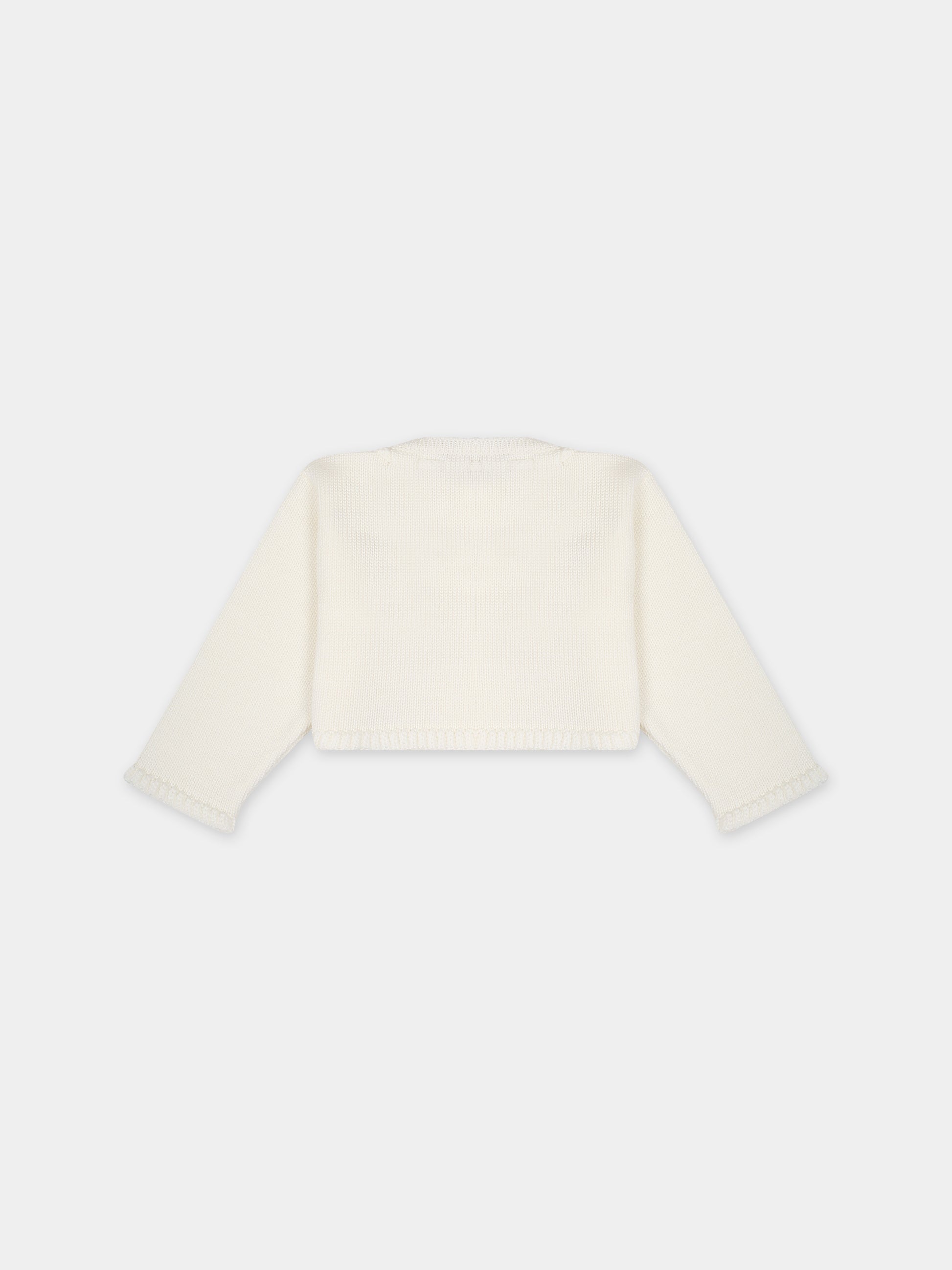 Cardigan bianco per neonata con fiori,La Stupenderia,WBSC52800 BIANCO