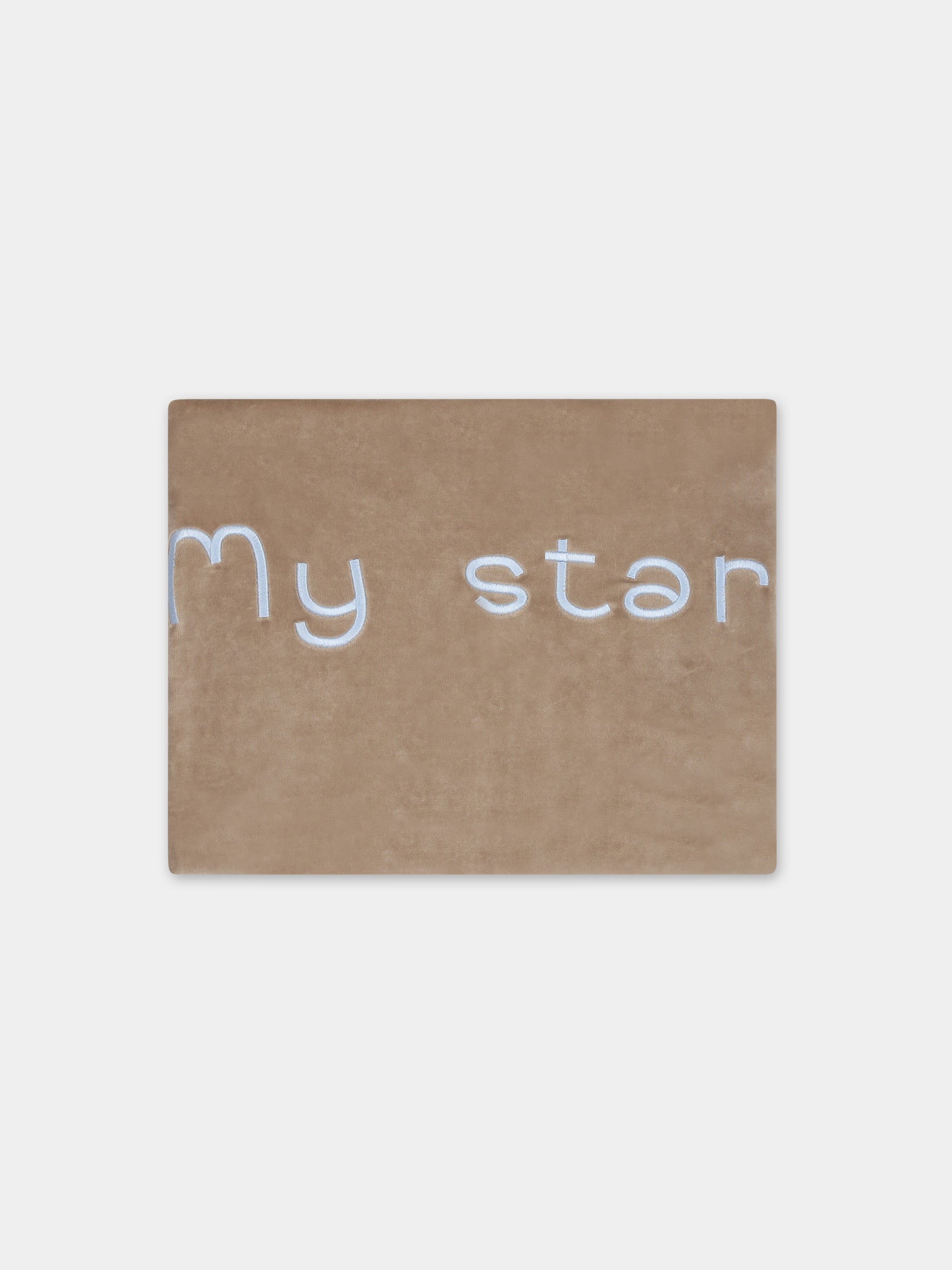 Coperta beige per neonato con scritta,La Stupenderia,TBCO53L05