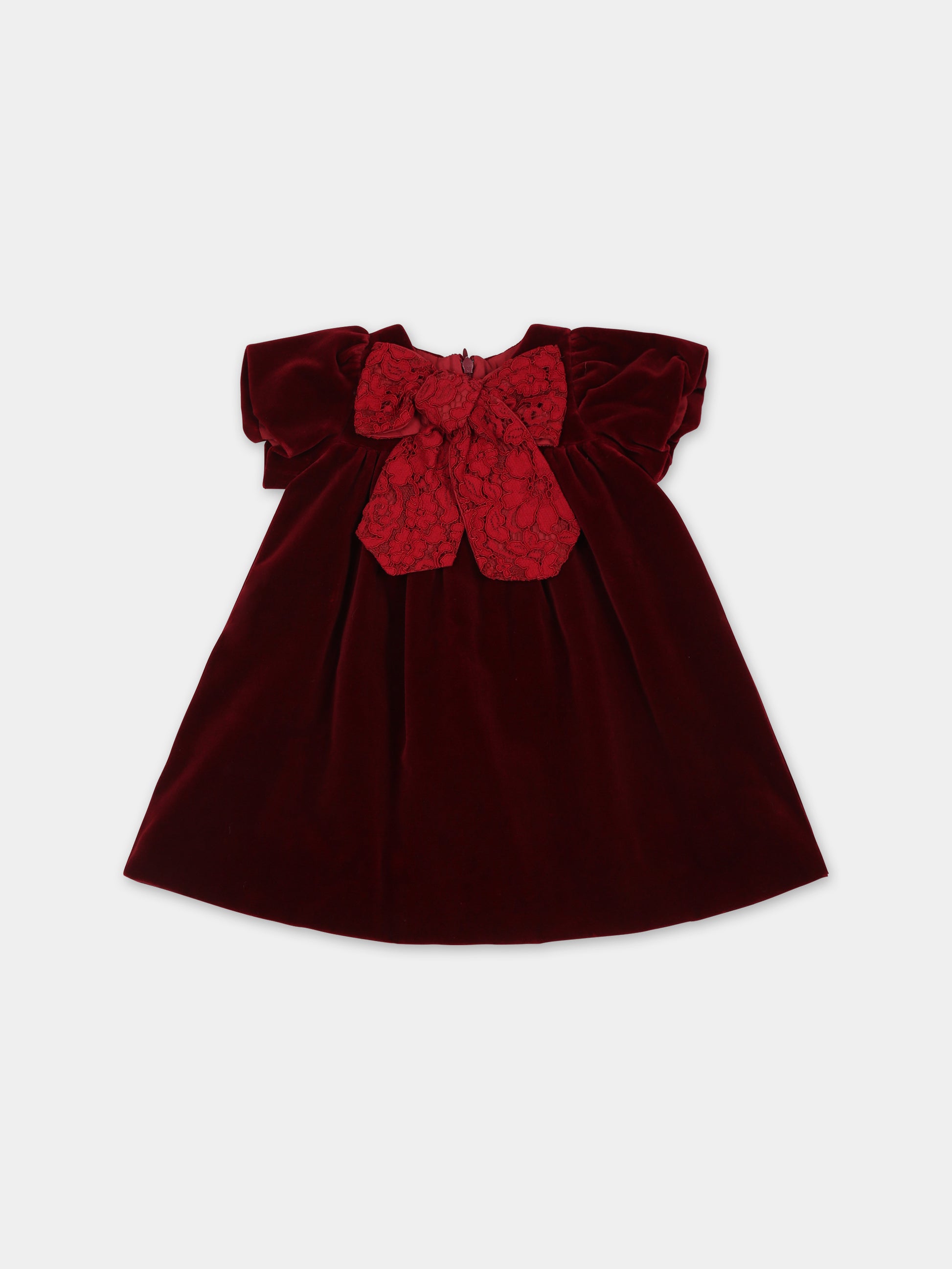 Vestito bordeaux per neonata con fiocco,La Stupenderia,CBAB62V14