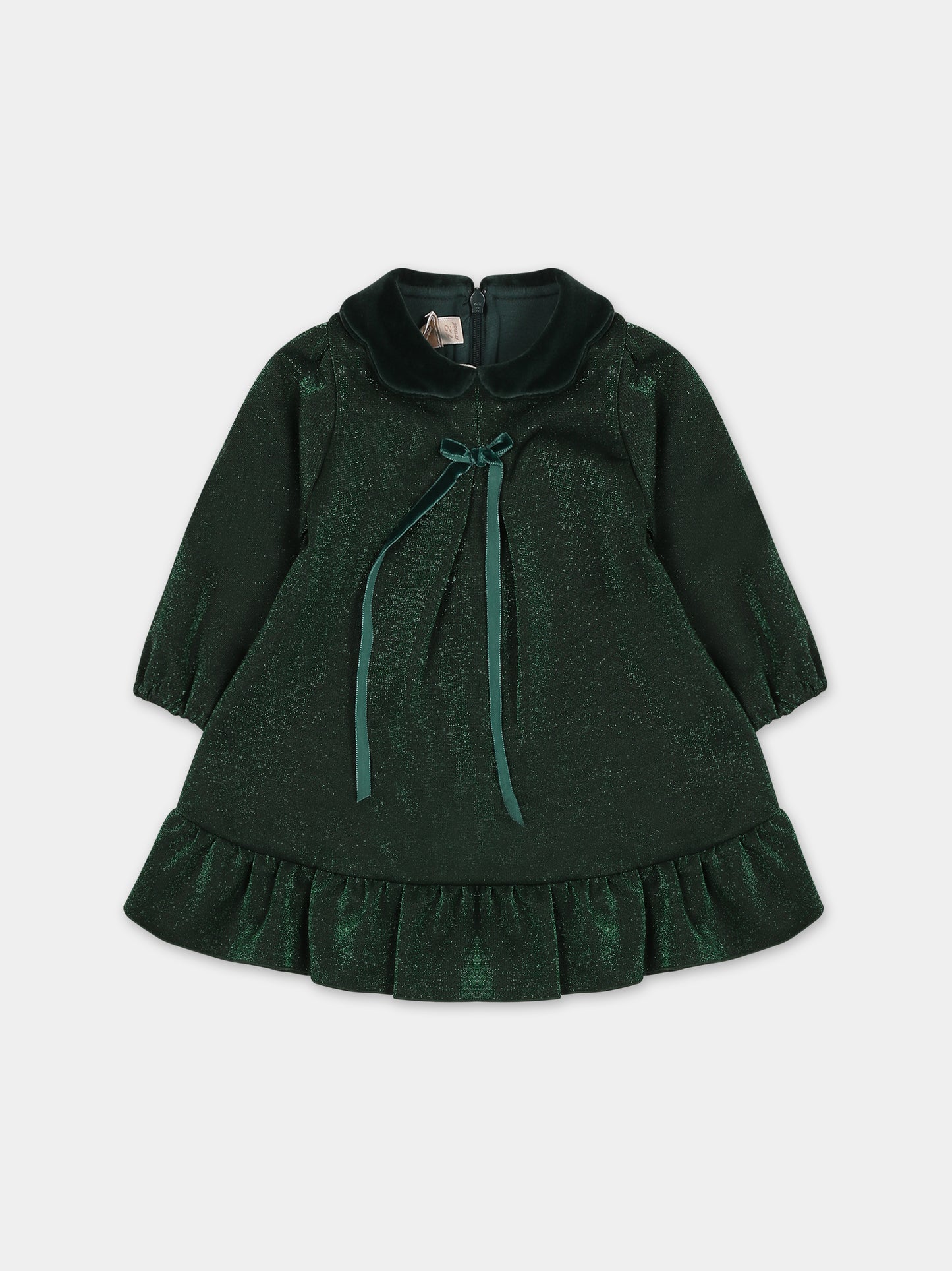 Vestito verde per neonata con fiocco,La Stupenderia,TCAB62M38