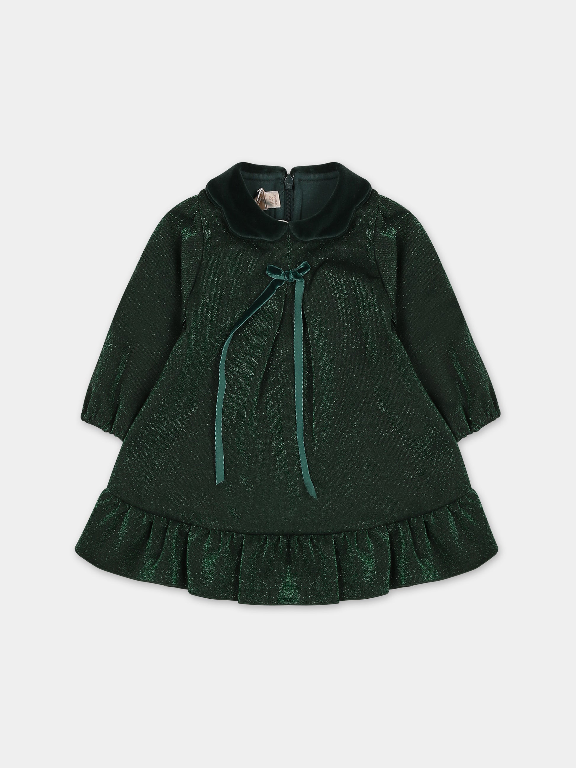 Vestito verde per neonata con fiocco,La Stupenderia,TCAB62M38