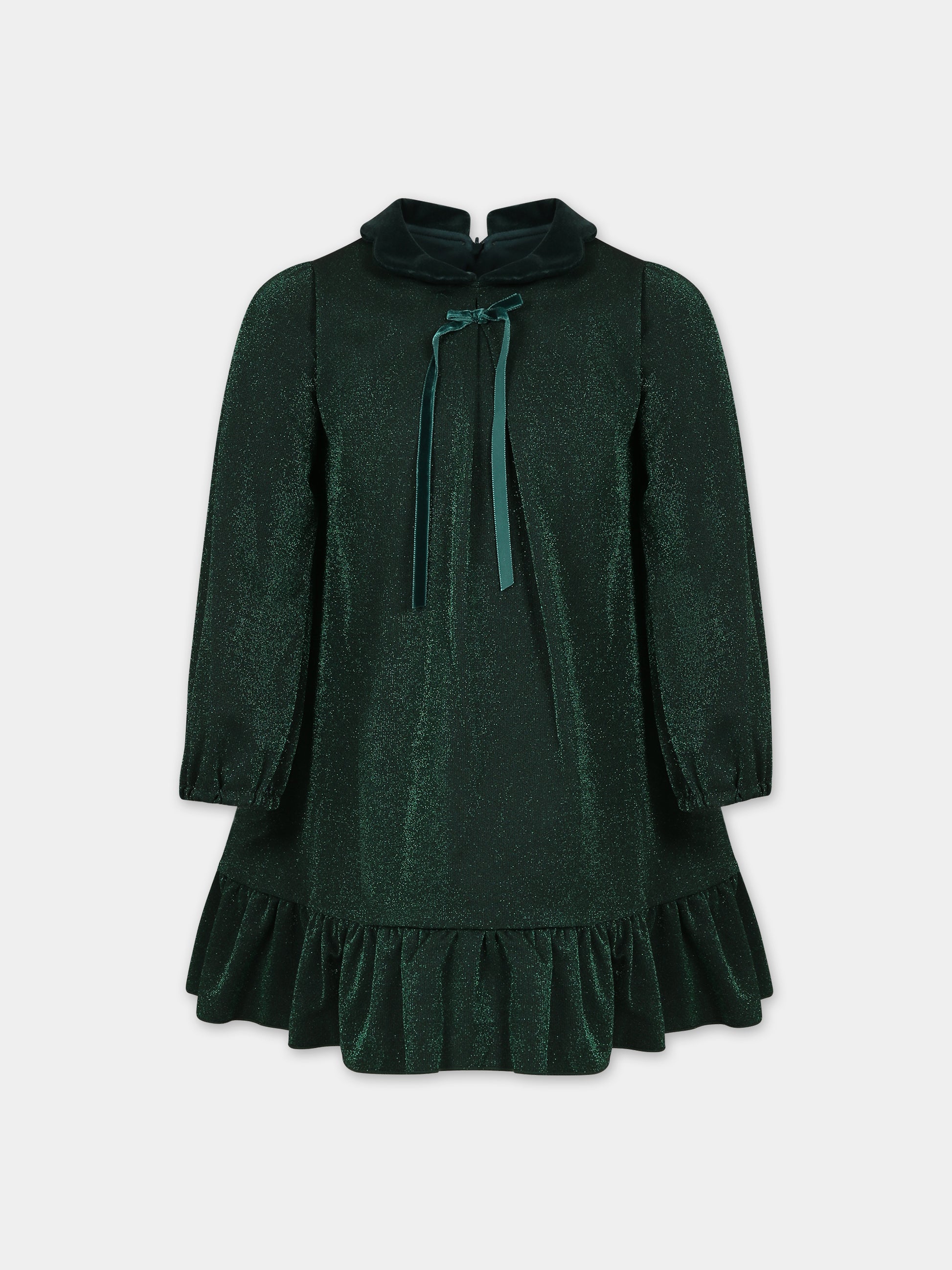 Vestito verde per bambina con fiocco,La Stupenderia,TCAB62M38