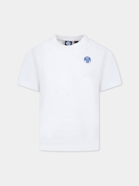 T-shirt bianca per bambino con patch logato,North Sails,795070 000 0101