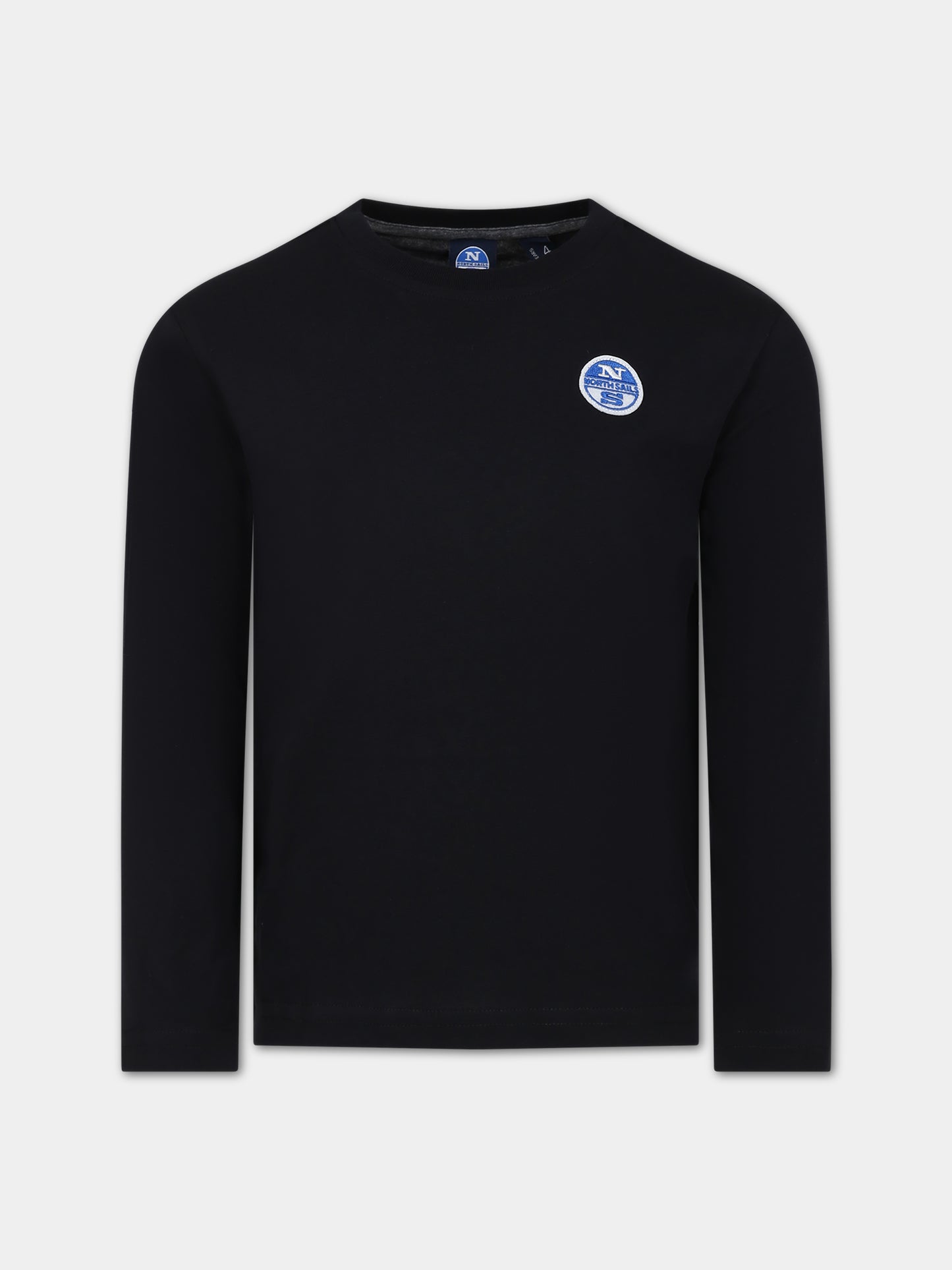 Black t-shirt for boy with patch with the logo