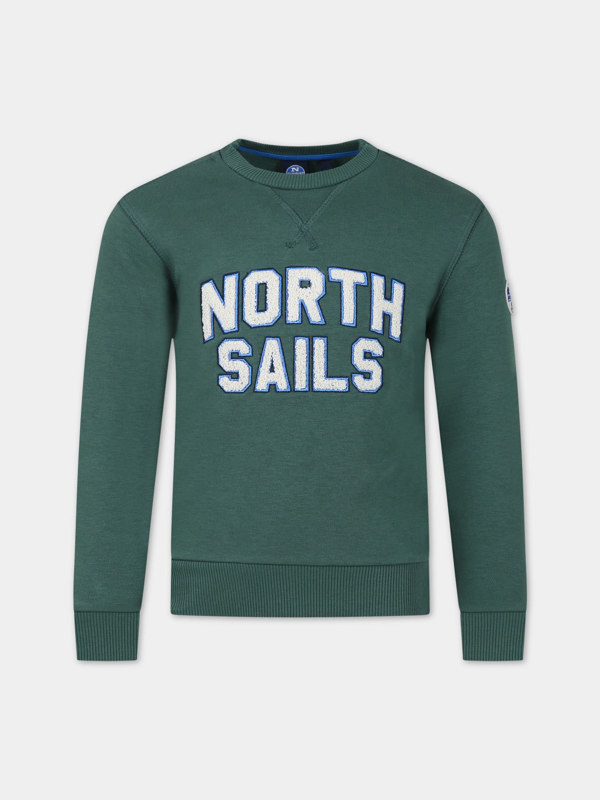 Felpa verde per bambino con logo,North Sails,794428 000 0403