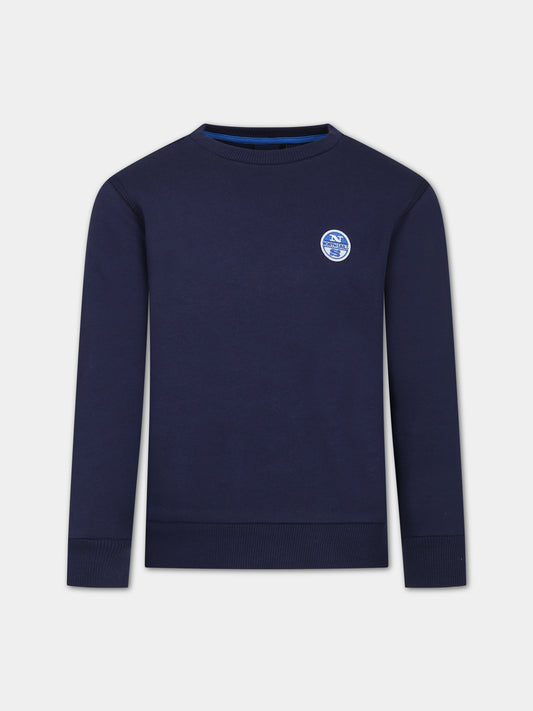 Felpa blu per bambino con patch logato,North Sails,794443 000 0802