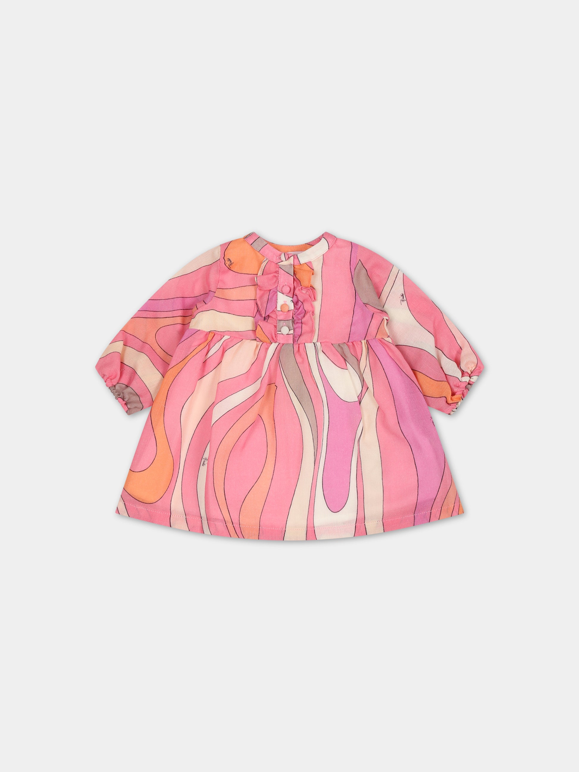 Vestito rosa per neonata con logo,Emilio Pucci Junior,PT1060 P0333 515AR