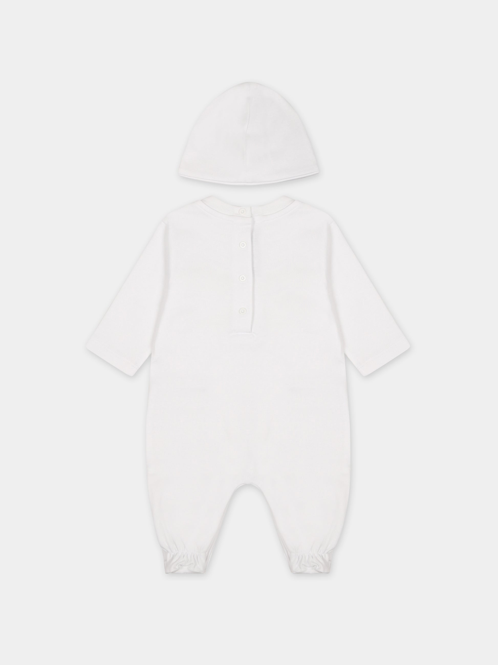 Set bianco per neonati con logo dorato,Balmain Kids,BTB610 Z1763 100OR