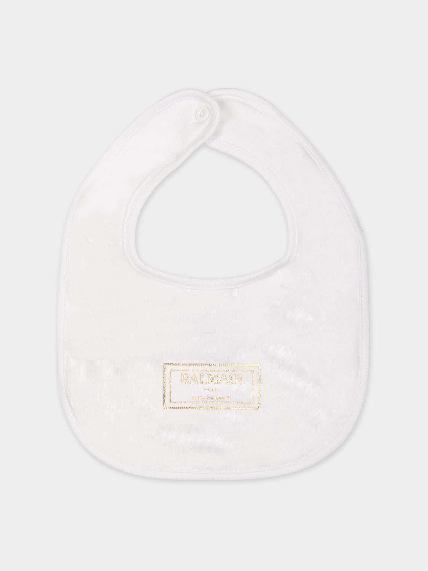 Set bianco per neonati con logo dorato,Balmain Kids,BTB610 Z1763 100OR