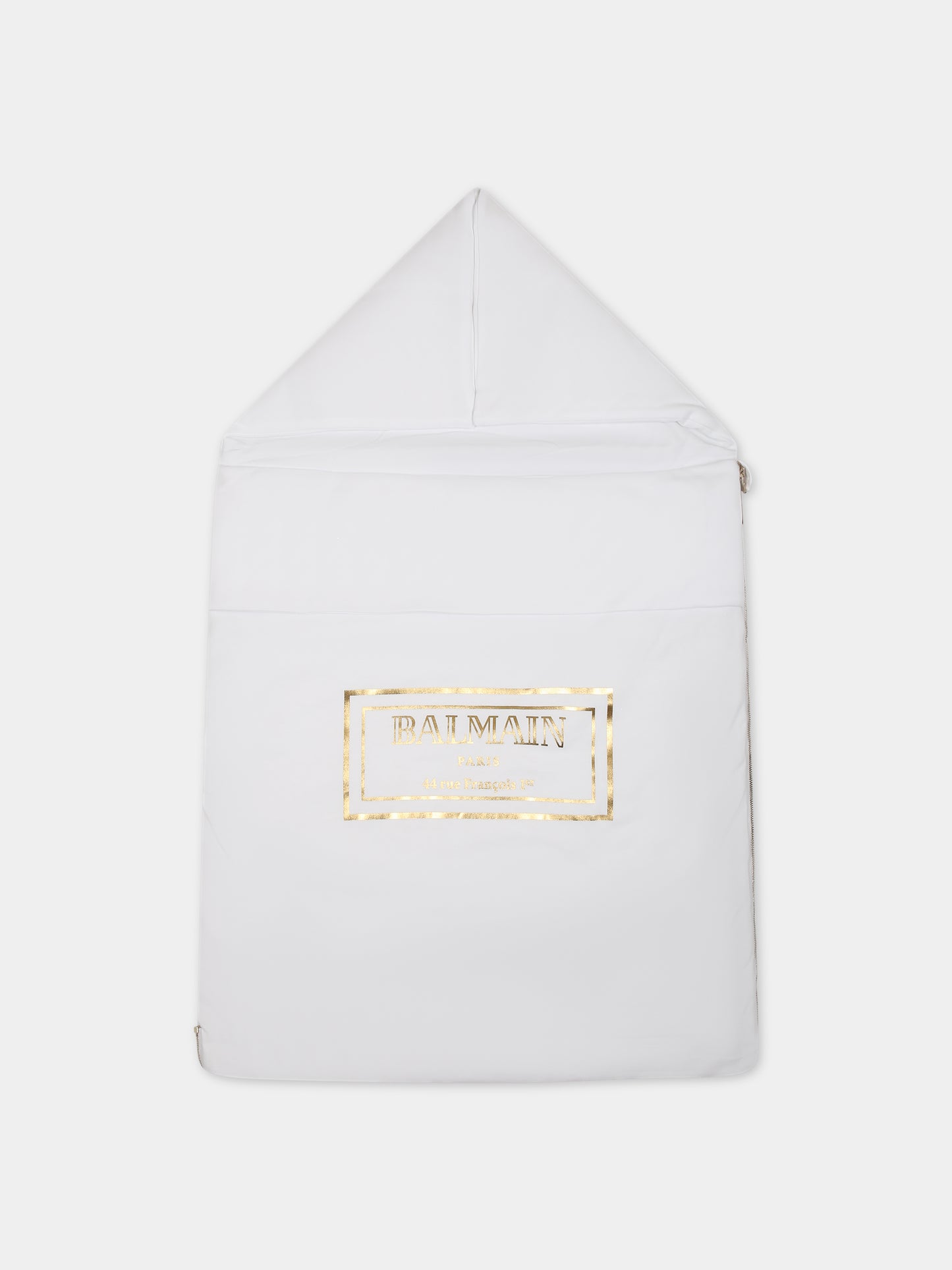 Sacco nanna bianco per neonati con logo,Balmain Kids,BT0640 Z1763 100OR