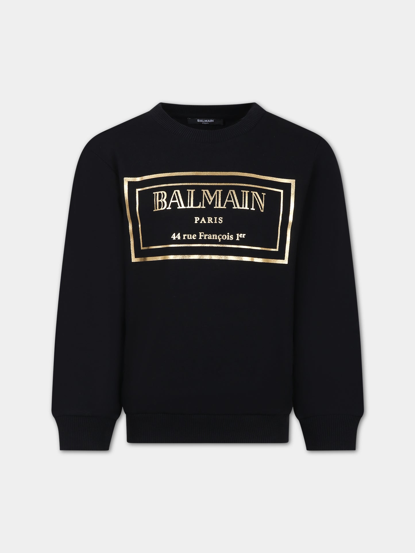 Felpa nera per bambini con logo,Balmain Kids,BT4R10 Z0081 930OR