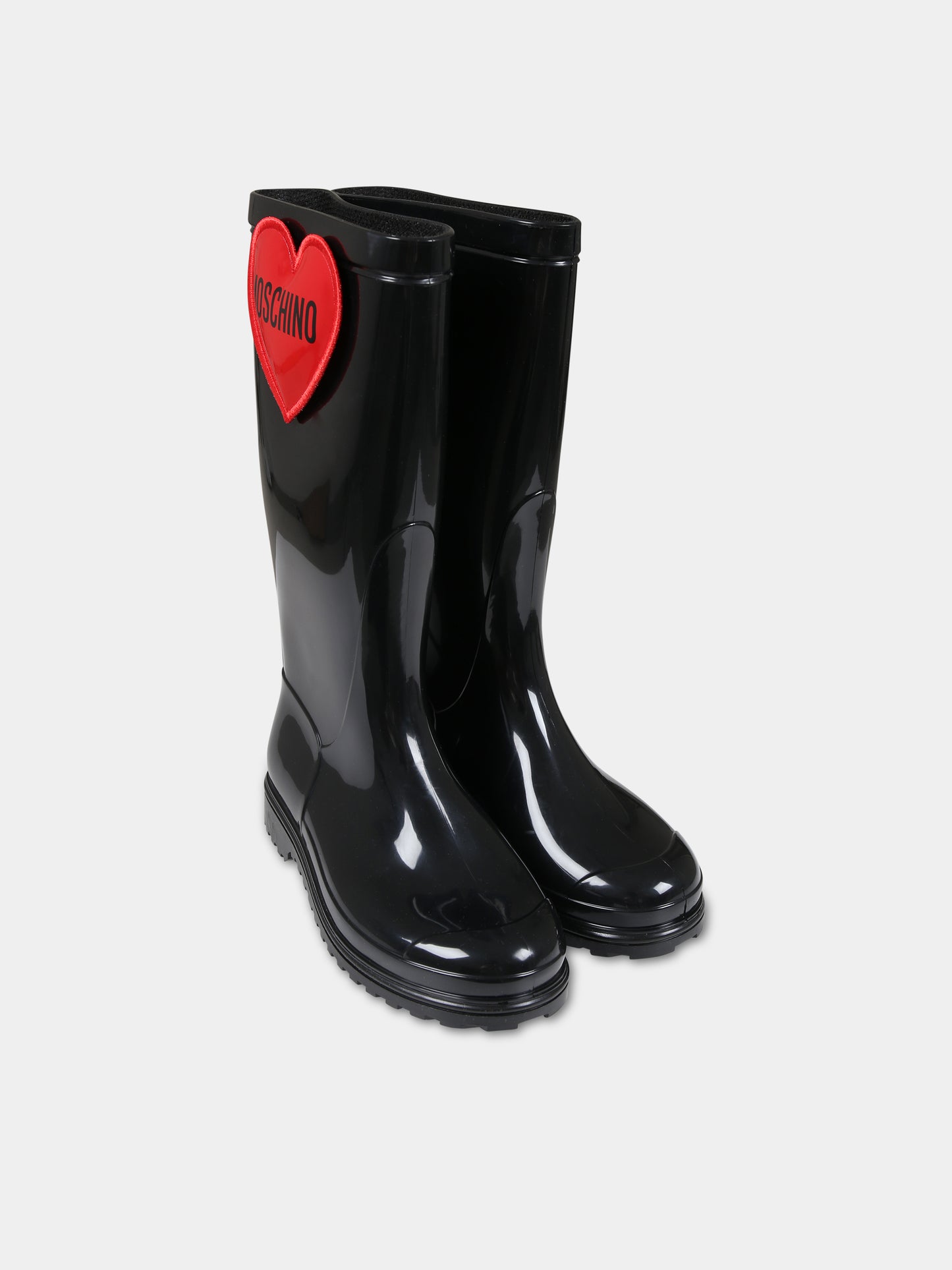 Stivali neri per bambina con cuore,Moschino Kids,76093 1