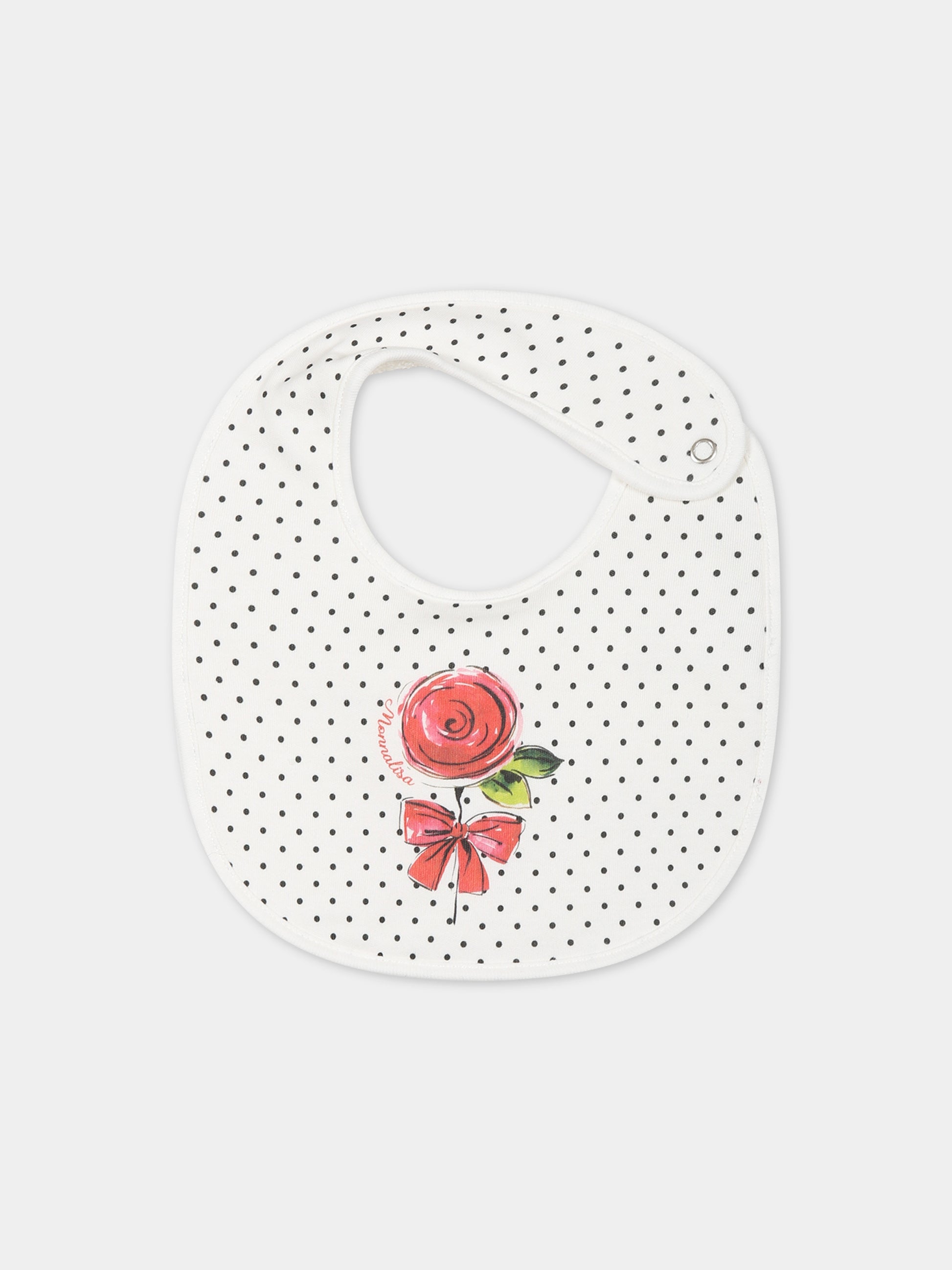 Bavaglino bianco per neonata con fiore,Monnalisa,35B011 2004 0143