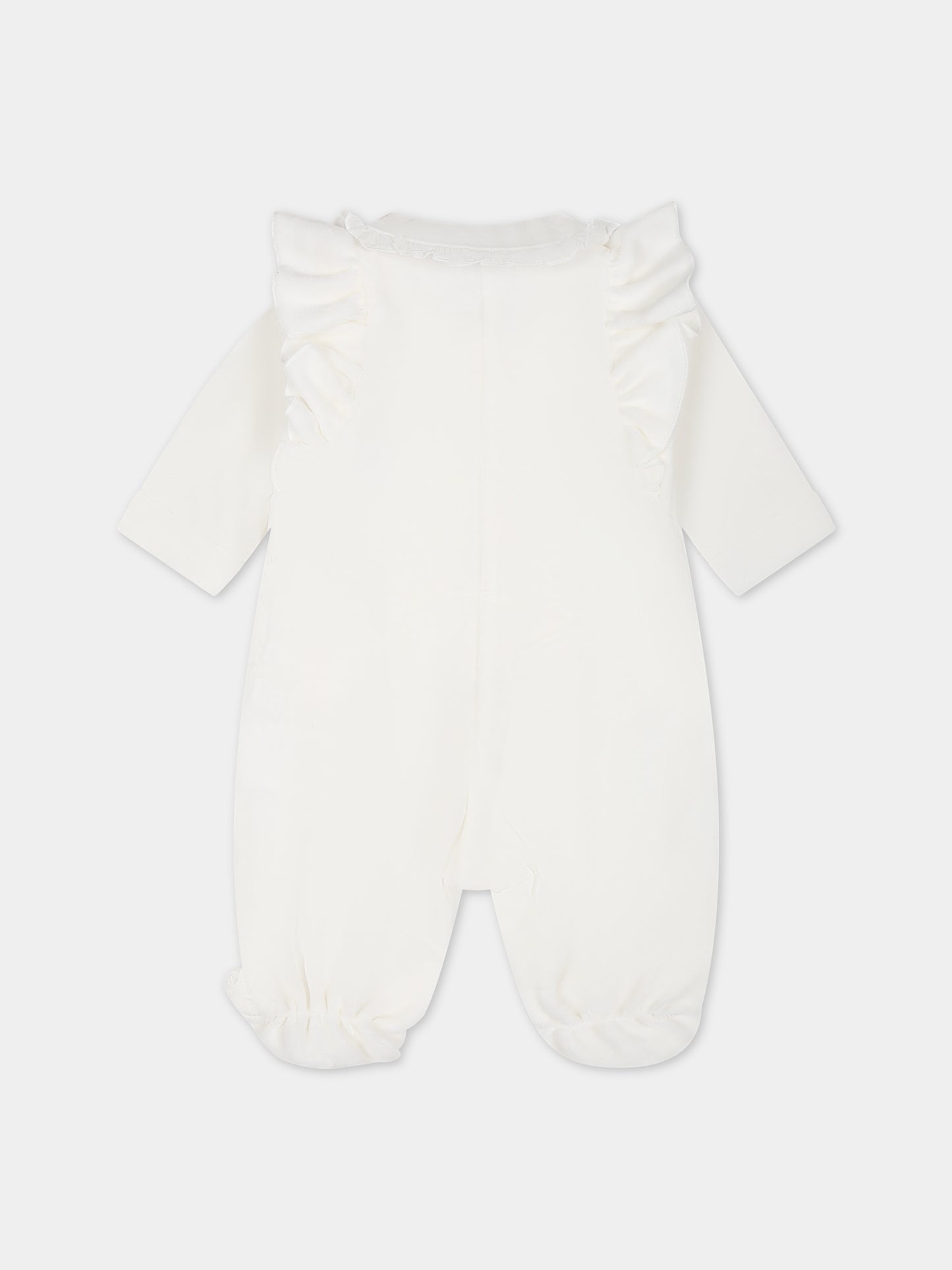 Tutina bianca per neonata con logo,Monnalisa,35B207 2009 0001