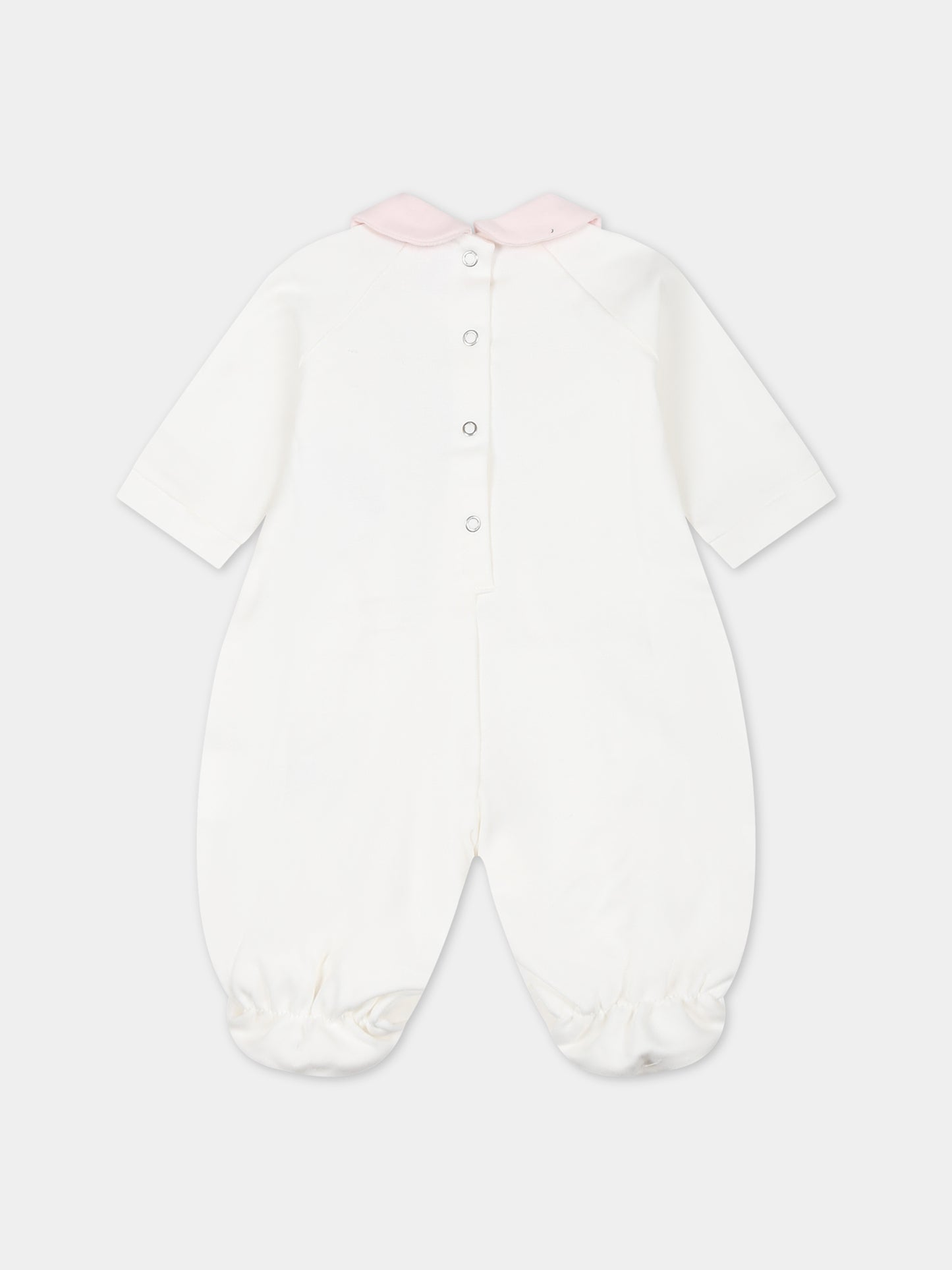 Set bianco per neonata con logo,Monnalisa,35B505 2004 0192