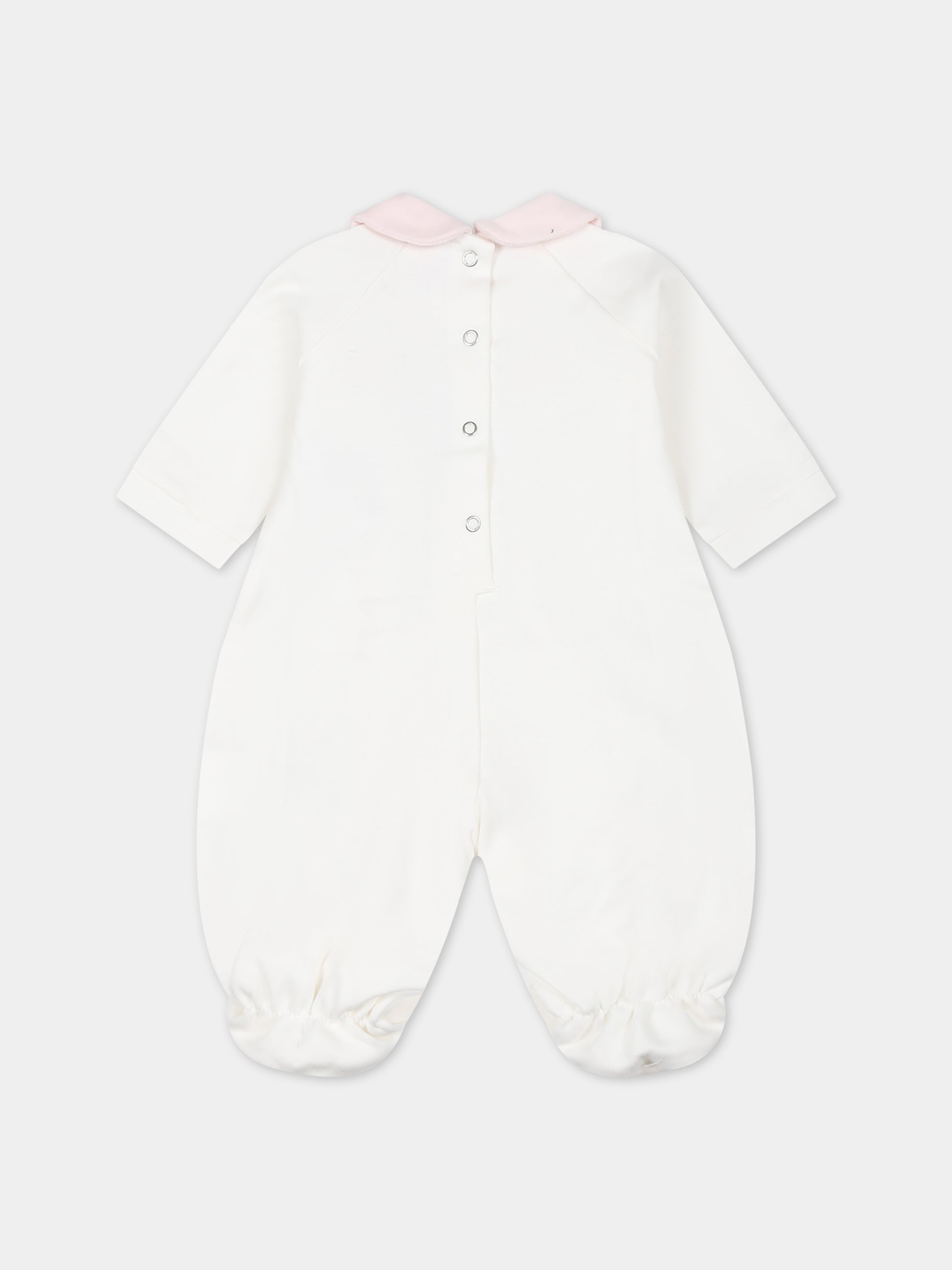 Set bianco per neonata con logo,Monnalisa,35B505 2004 0192