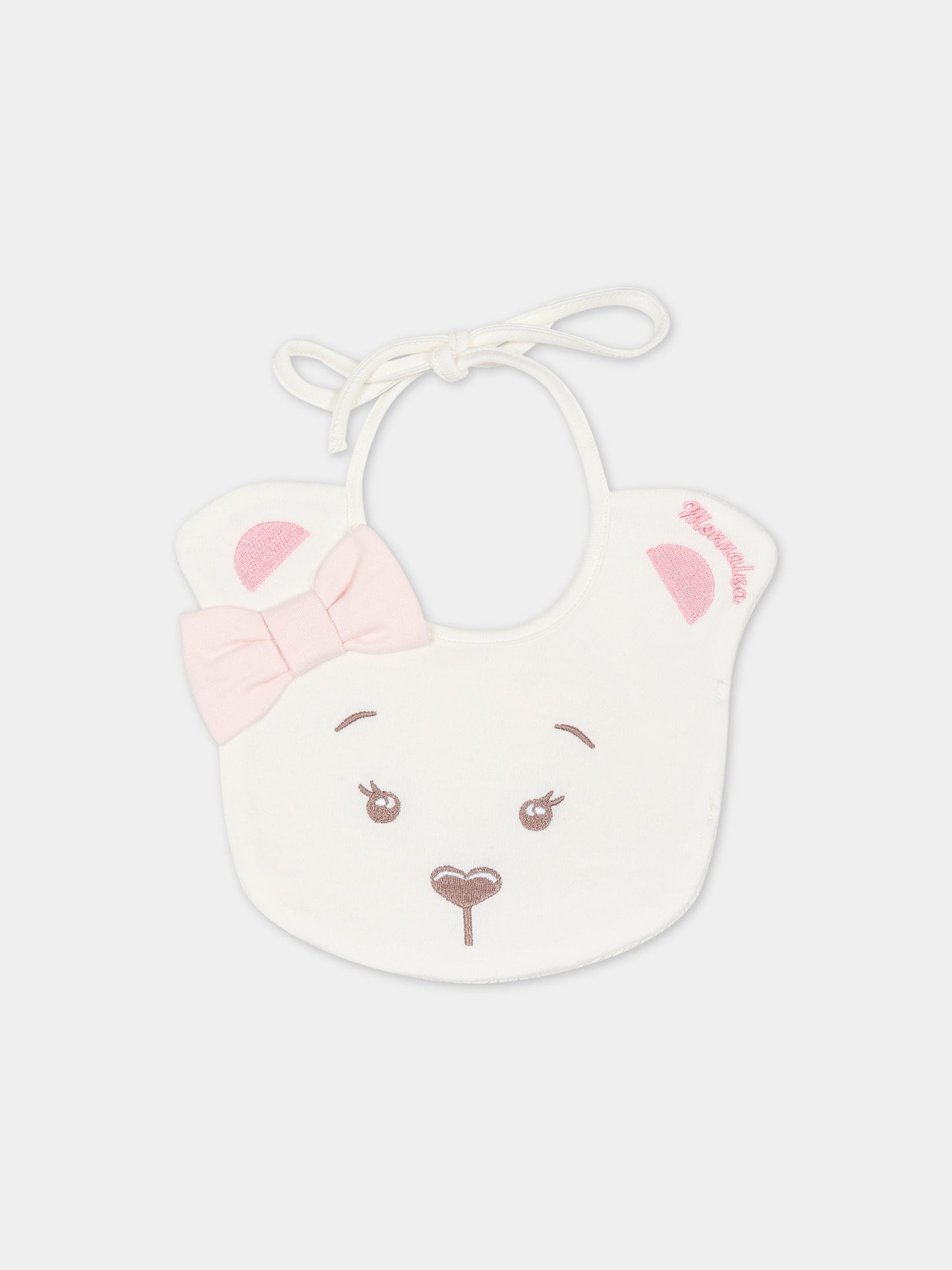 Set bianco per neonata con logo,Monnalisa,35B505 2004 0192