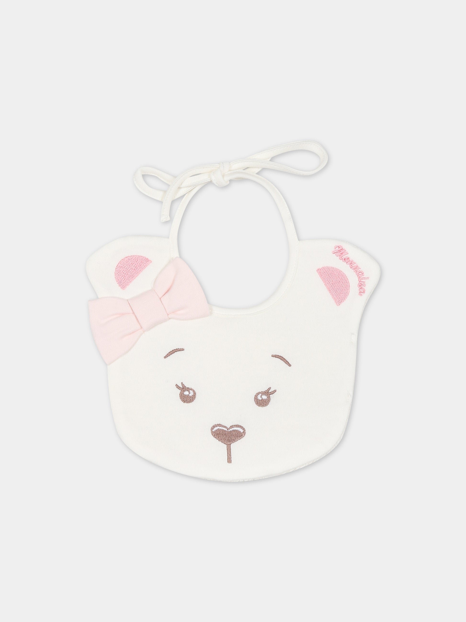 Set bianco per neonata con logo,Monnalisa,35B505 2004 0192