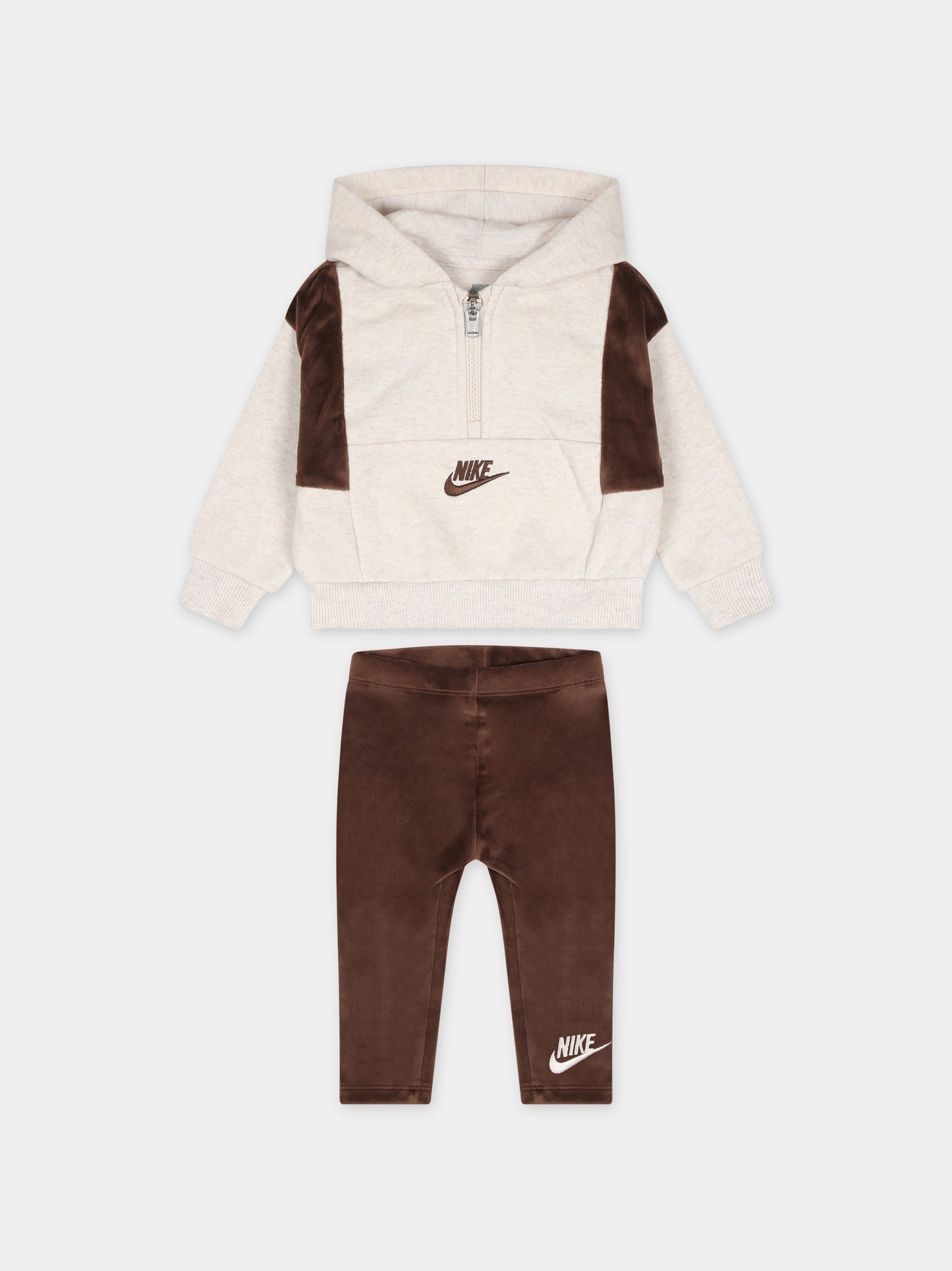 Completo beige per neonata con logo,Nike,16L407 X2O