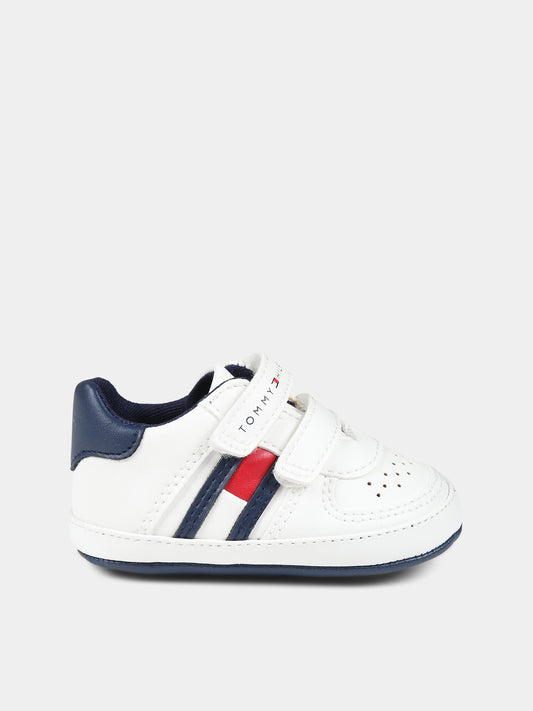 Sneakers bianche per neonato con logo,Tommy Hilfiger Junior,T0B4 33090 1433A473