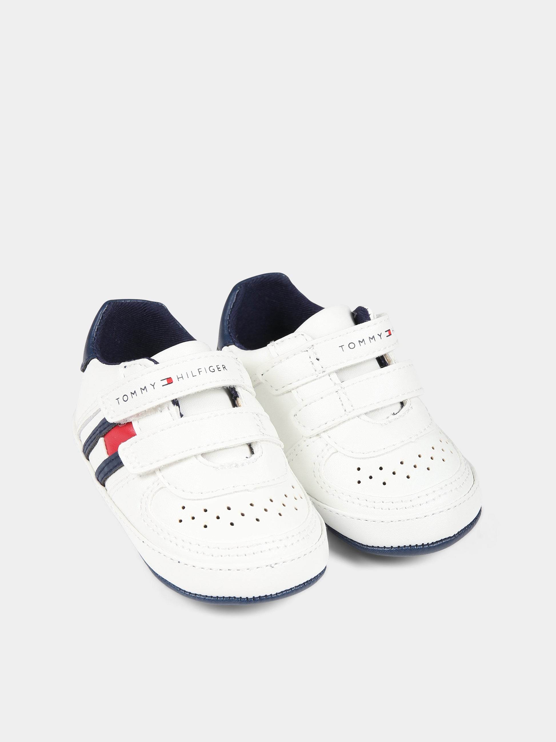 Sneakers bianche per neonato con logo,Tommy Hilfiger Junior,T0B4 33090 1433A473