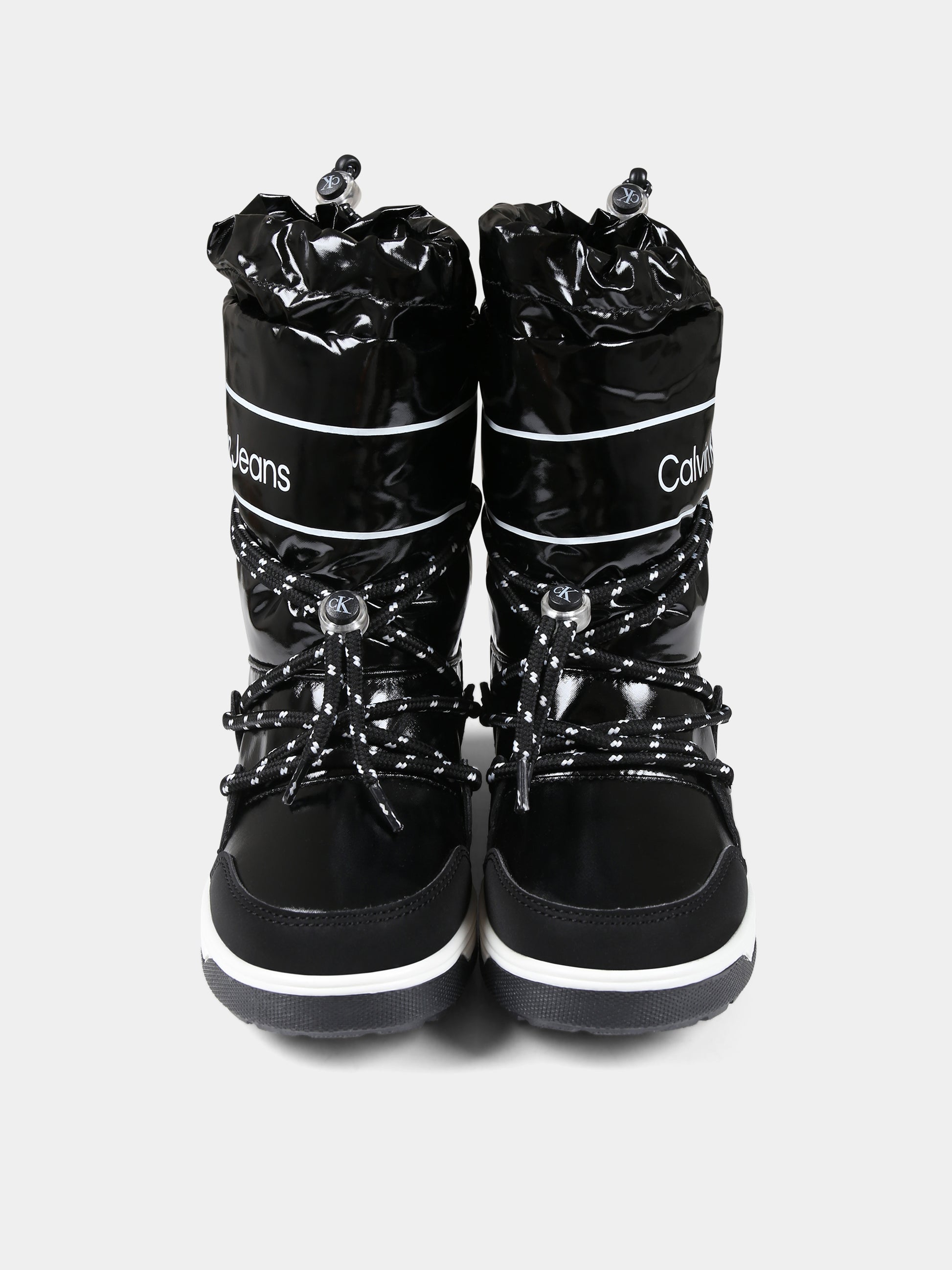 Stivali da neve neri per bambina con logo,Calvin Klein Kids,V3A6 80713 1486999