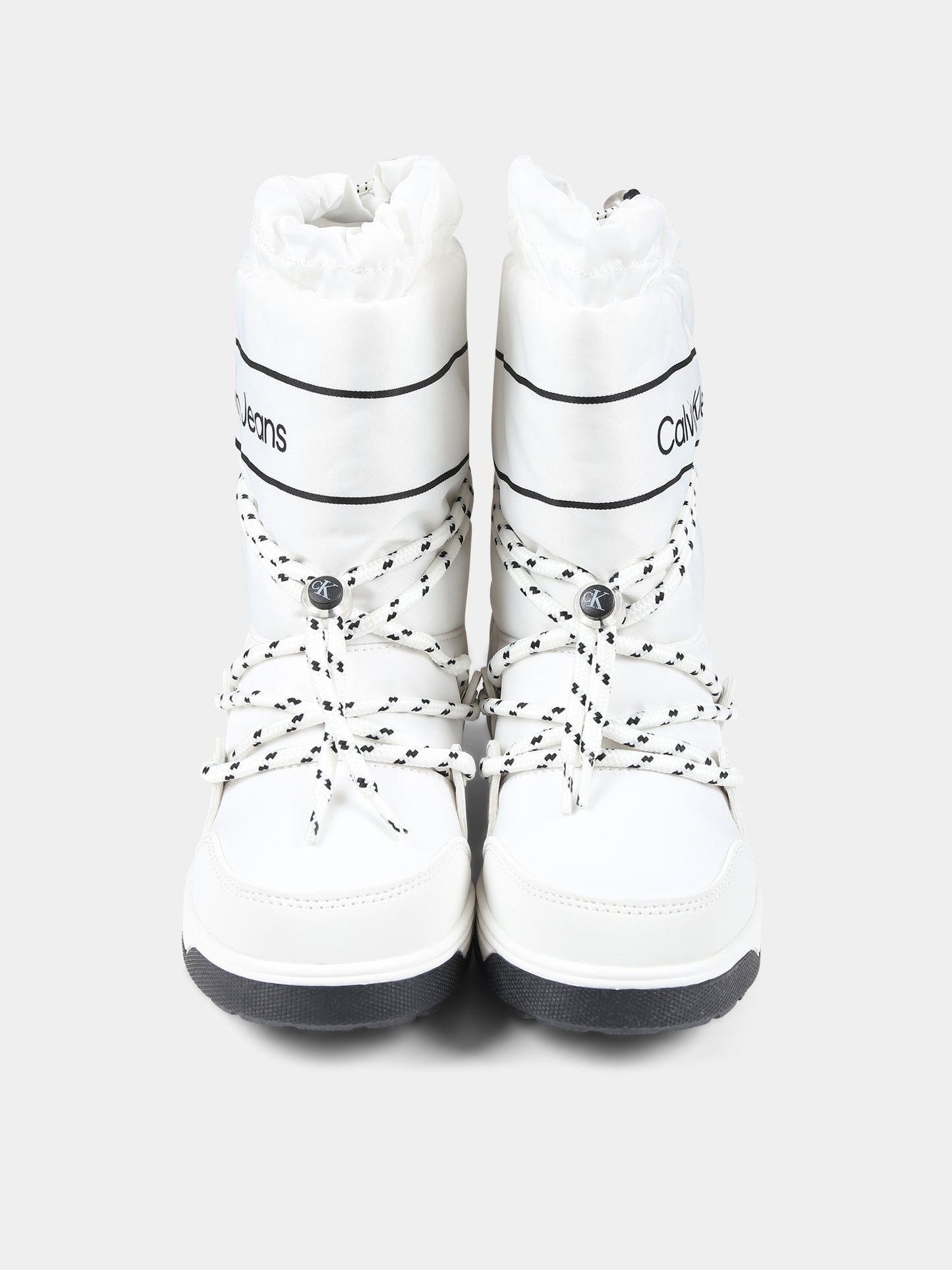 Stivali da neve bianchi per bambina con logo,Calvin Klein Kids,V3A6 80713 1486100