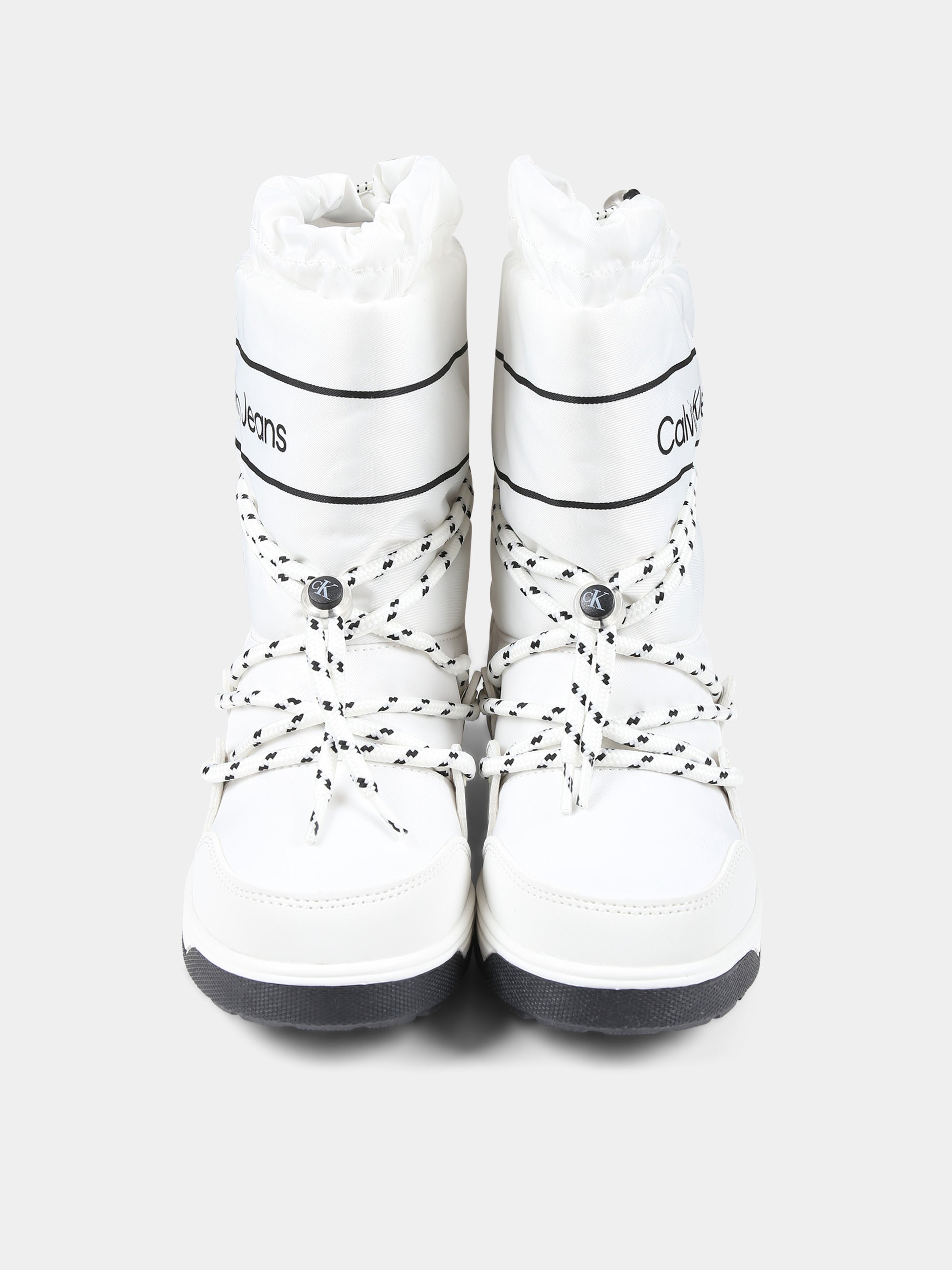 Stivali da neve bianchi per bambina con logo,Calvin Klein Kids,V3A6 80713 1486100