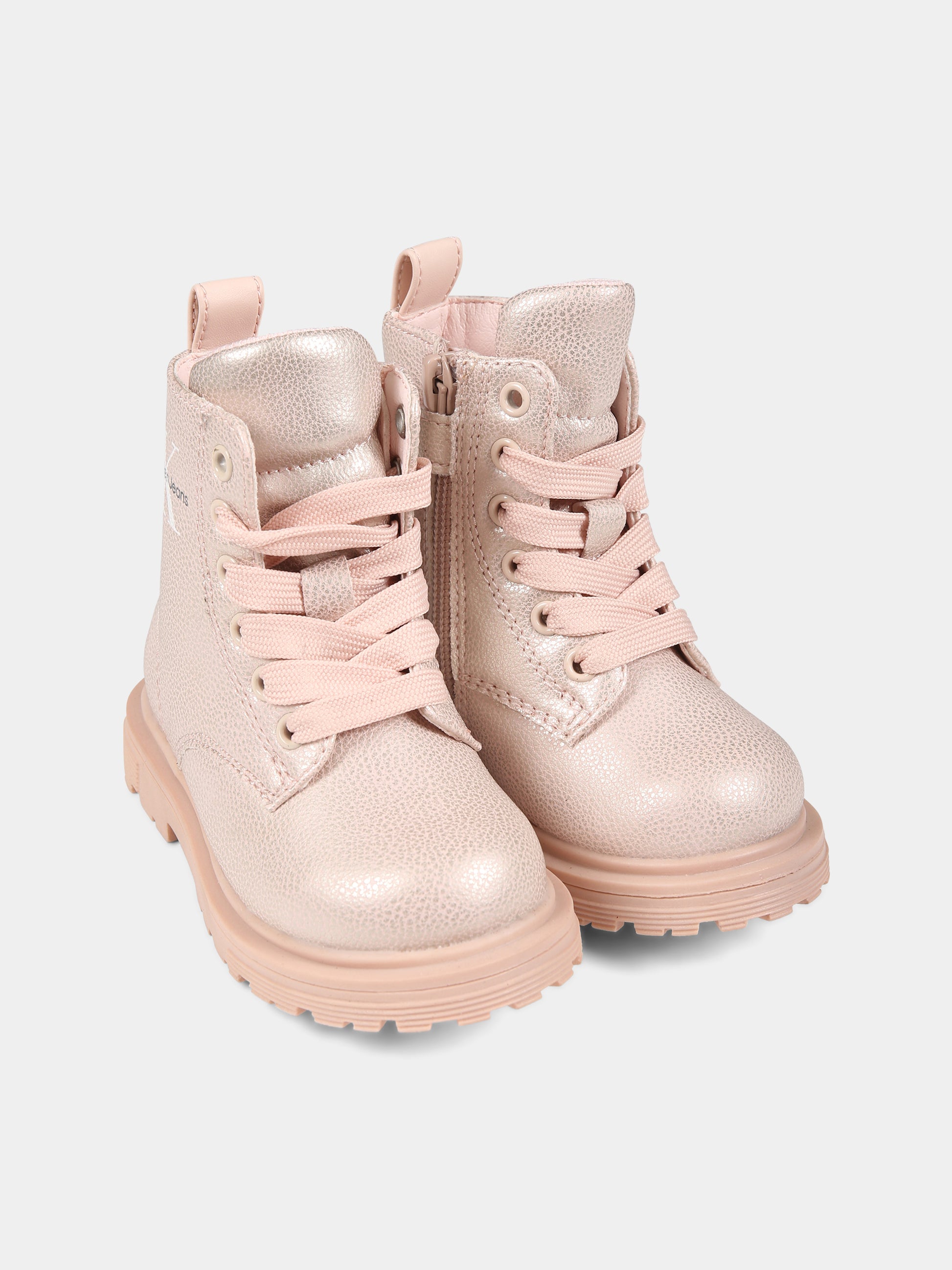 Anfibi rosa per bambina con logo,Calvin Klein Kids,V1A5 80681 0376302
