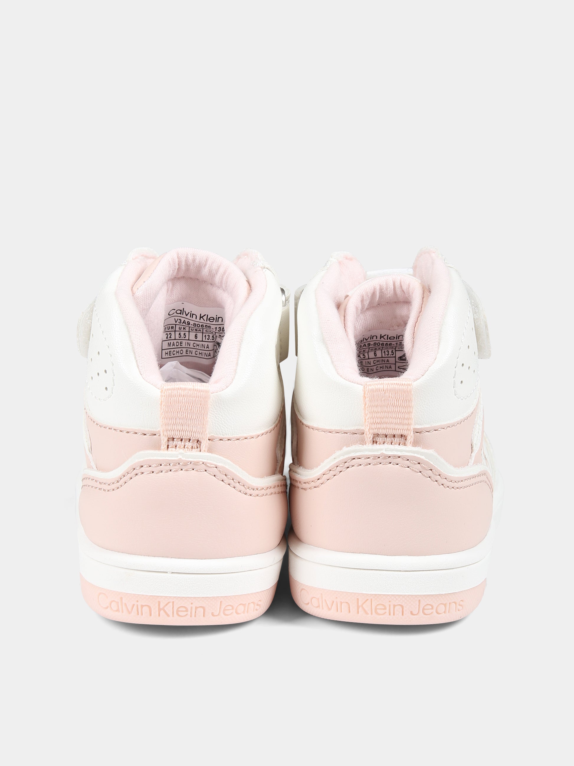Sneakers bianche per bambina con logo,Calvin Klein Kids,V3A9 80656 1355A507