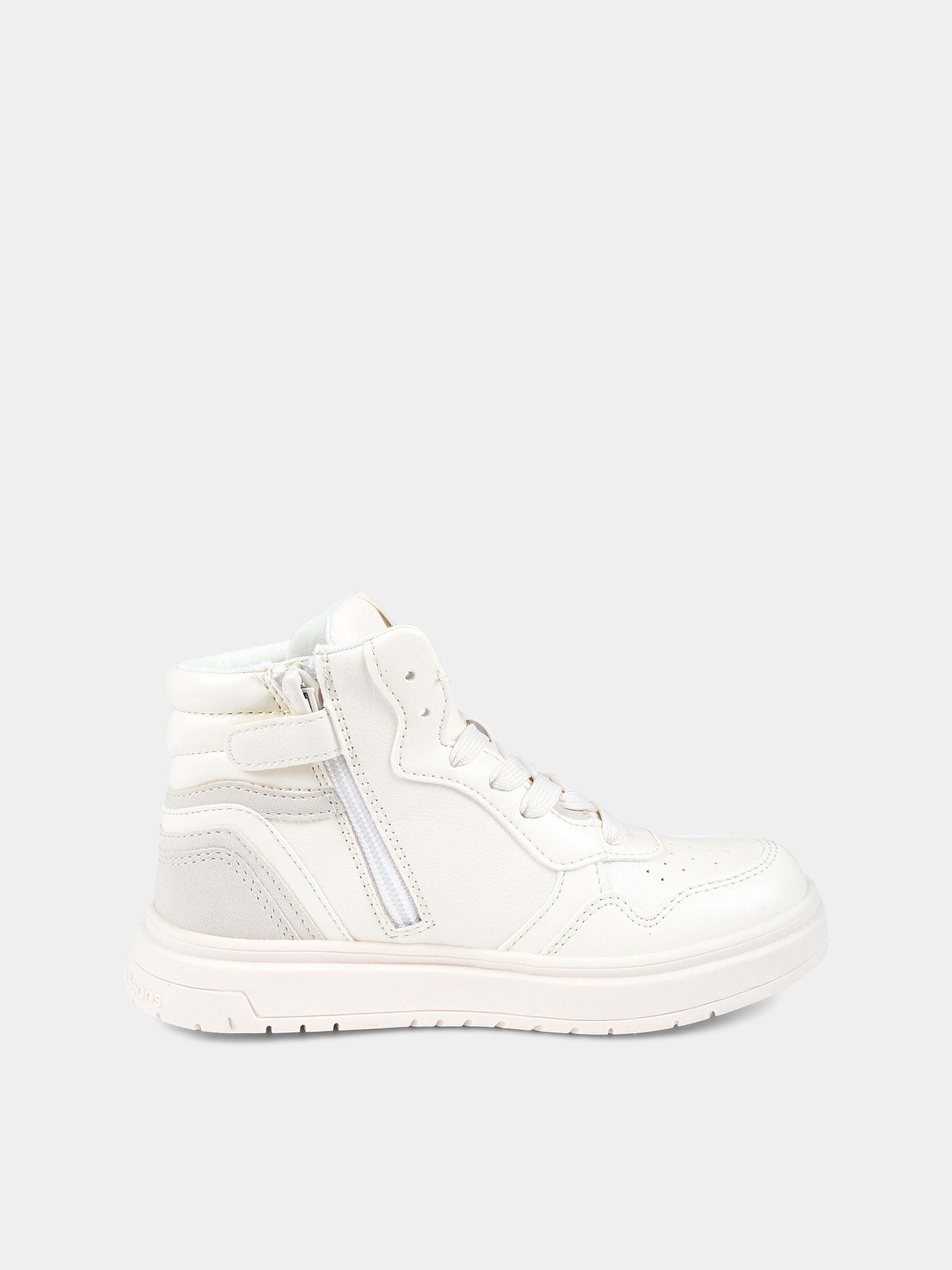 Sneakers avorio per bambina con logo,Calvin Klein Kids,V3A9 80661 1355A479