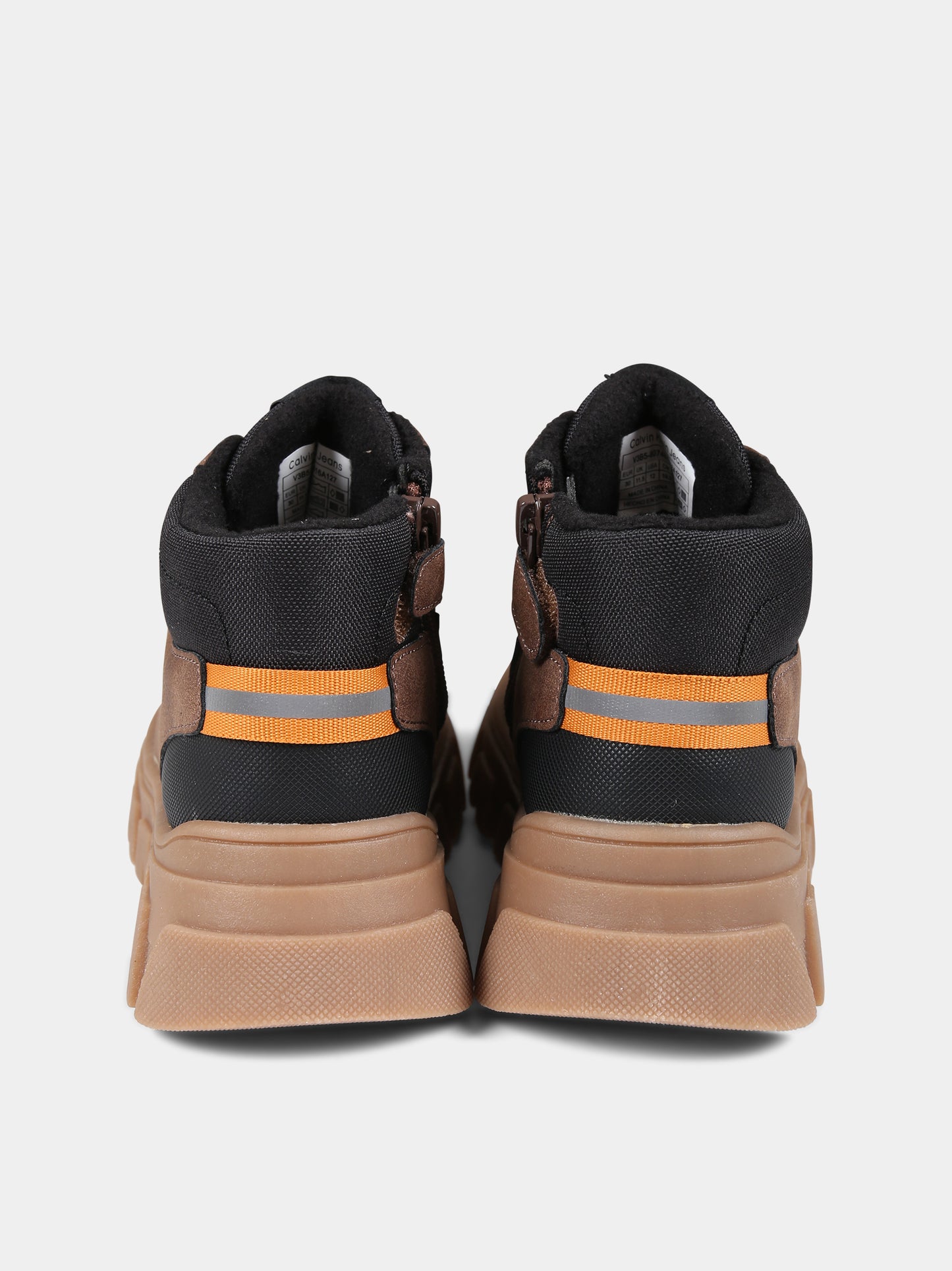 Stivaletti marroni per bambino con logo,Calvin Klein Kids,V3B5 80749 0316A127