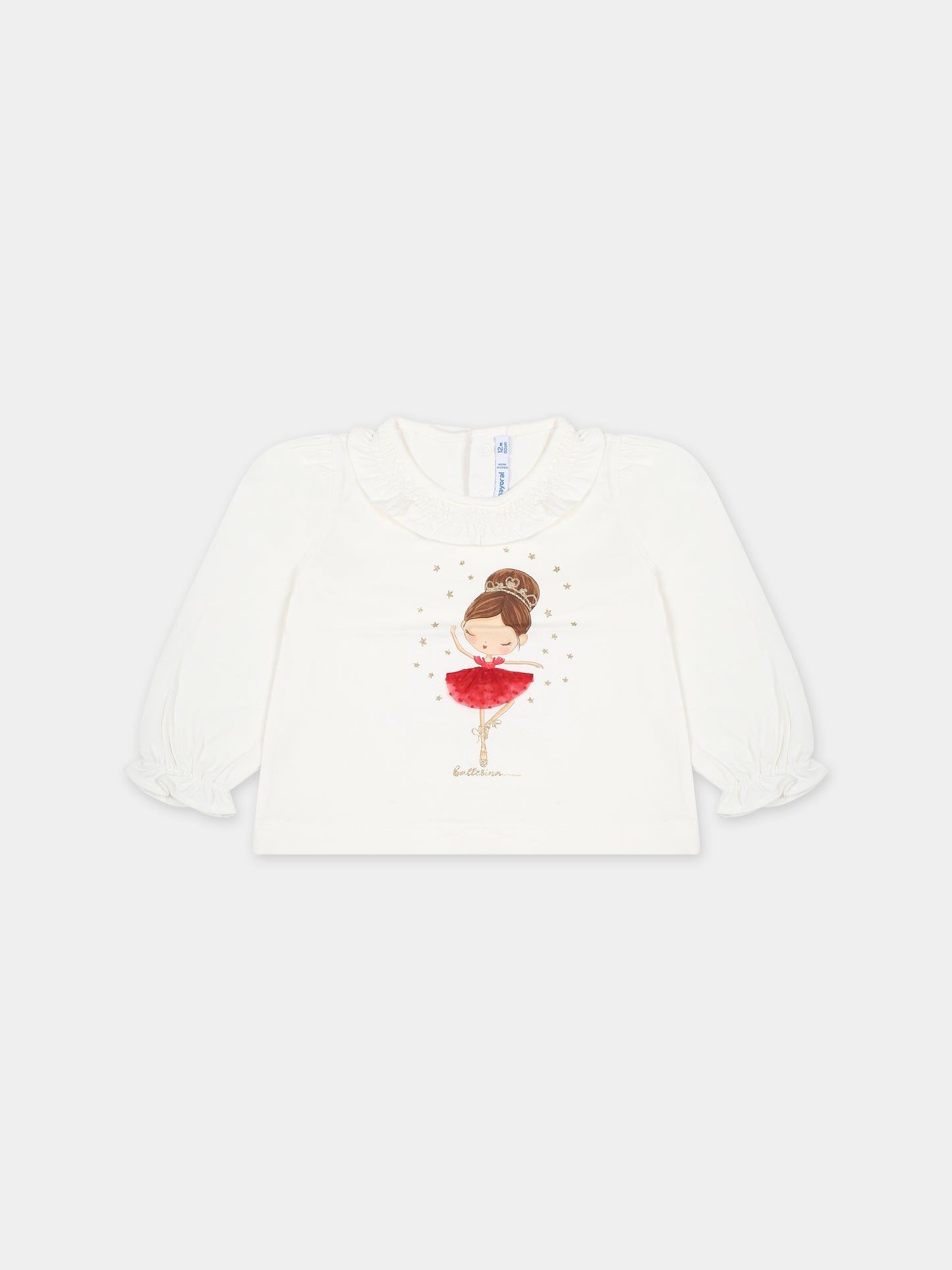 T-shirt avorio per neonata con stampa ballerina,Mayoral,2006 070