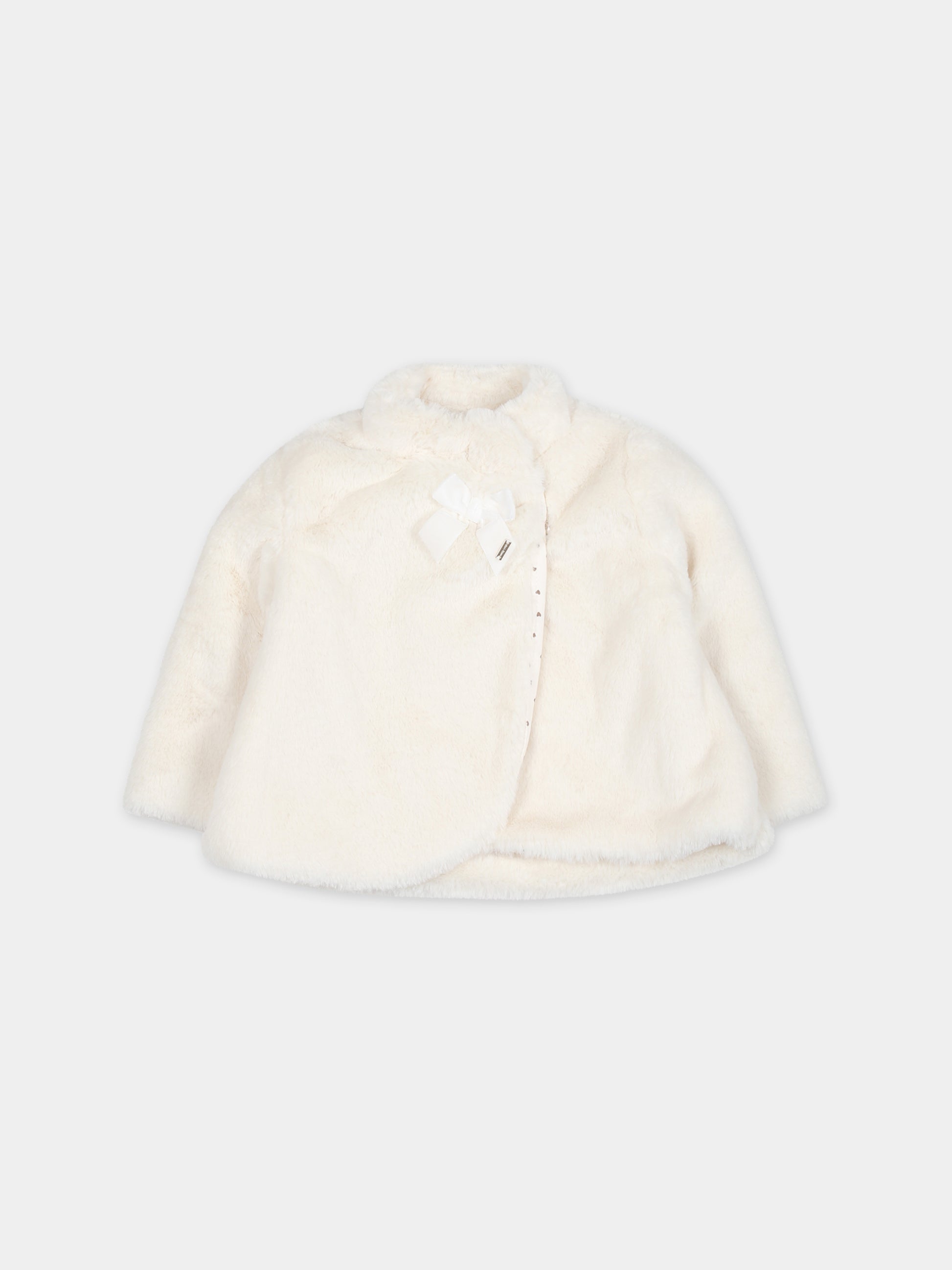 Ecopellicccia avorio per neonata con fiocco,Mayoral,2415 013