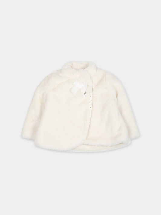 Ecopellicccia avorio per neonata con fiocco,Mayoral,2415 013