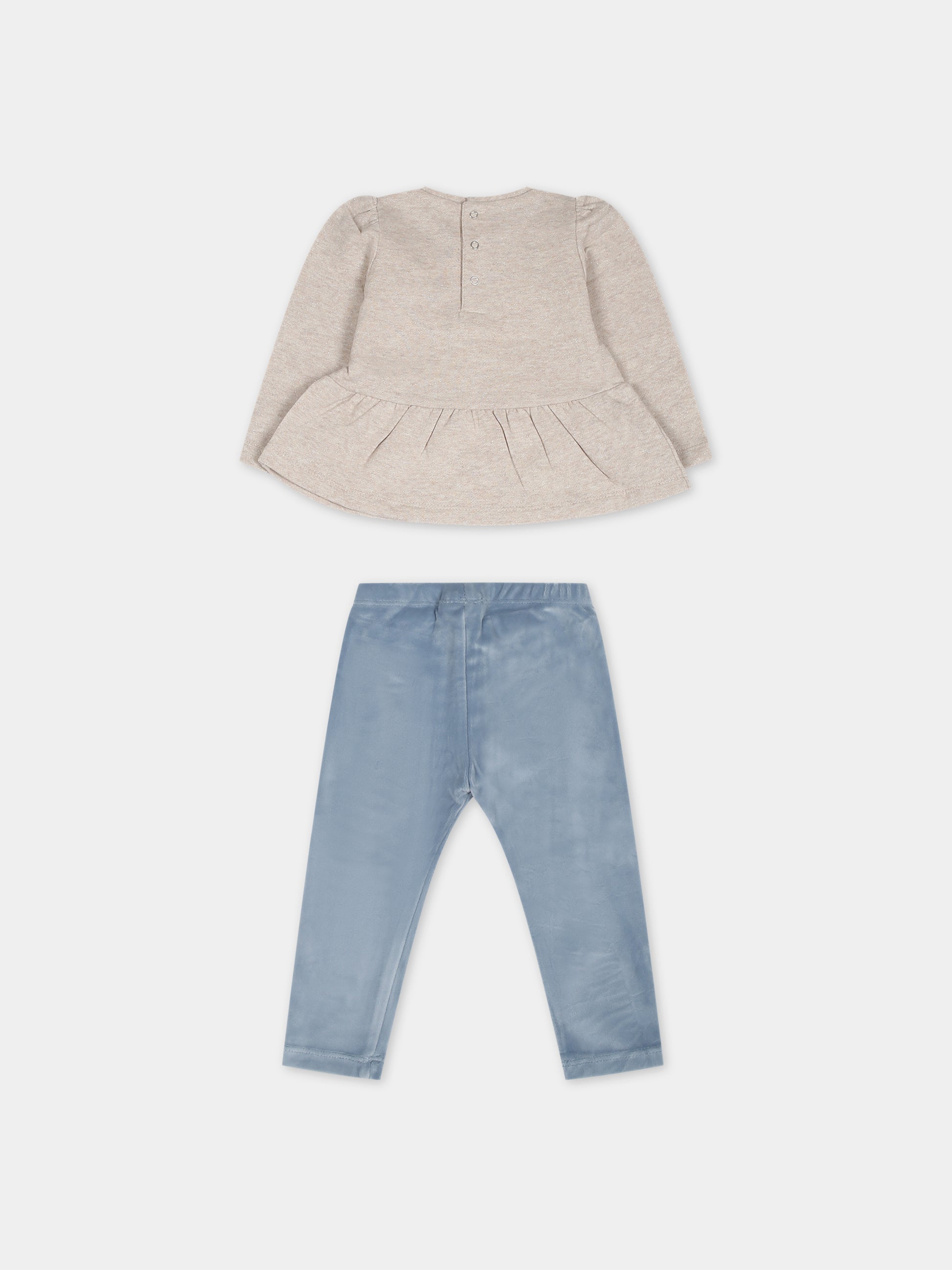 Completo beige per neonata con fiori,Mayoral,2765 087