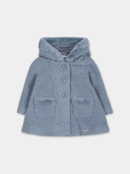 Cappotto azzurro per neonata con logo,Mayoral,2416 057